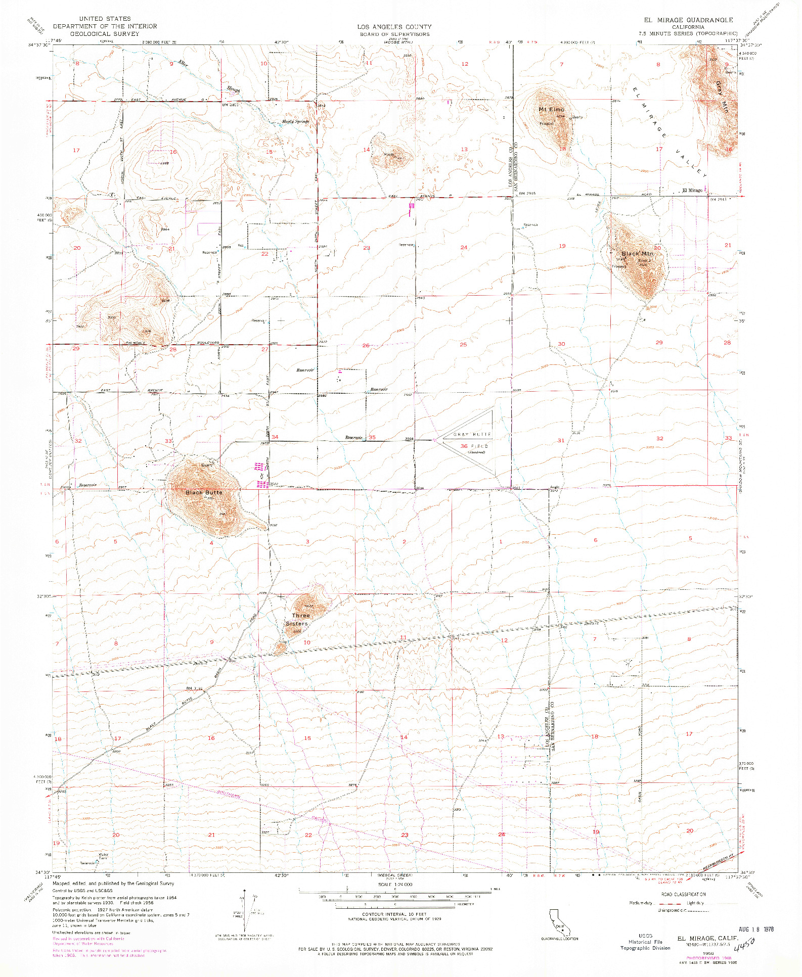 USGS 1:24000-SCALE QUADRANGLE FOR EL MIRAGE, CA 1956