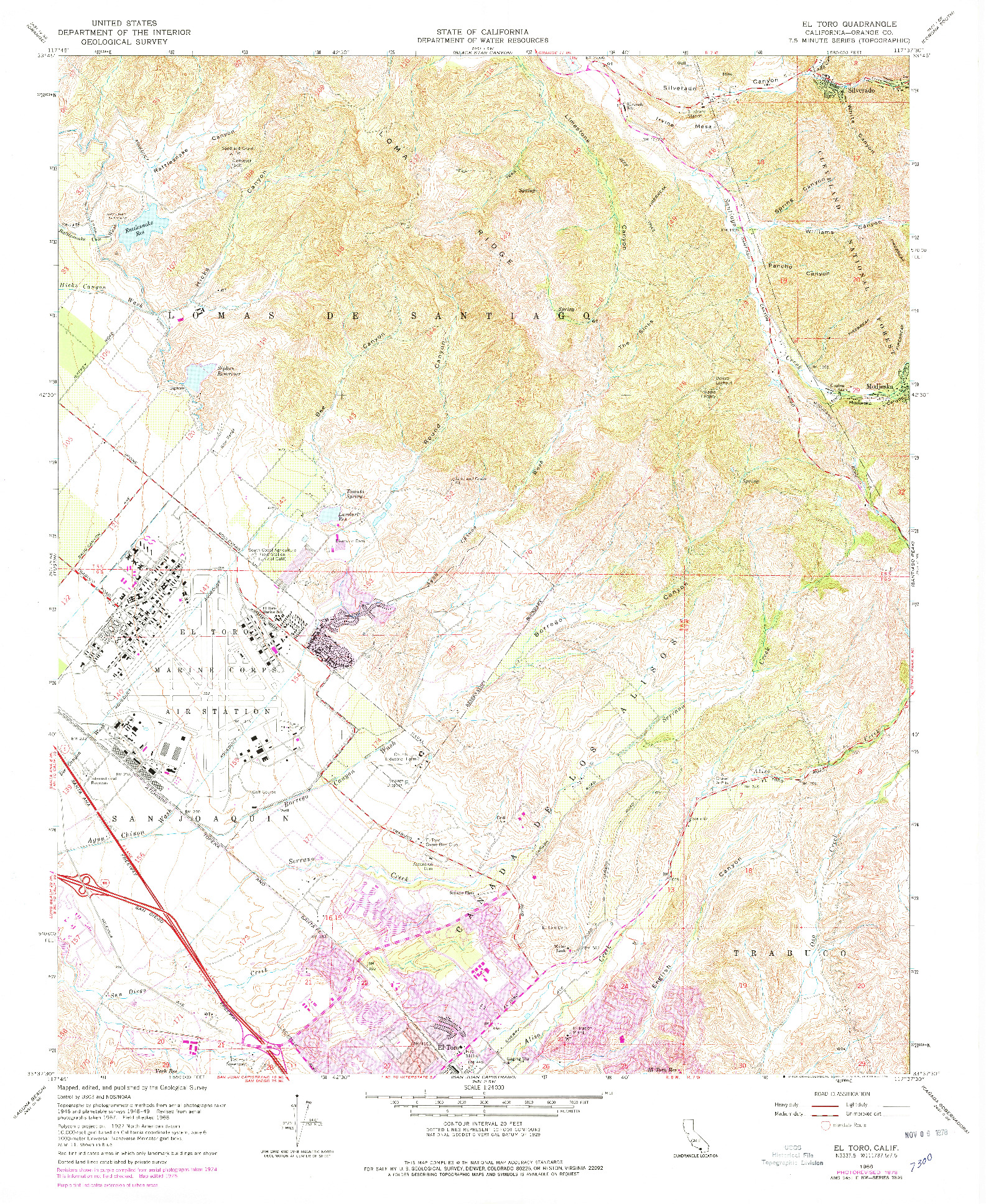 USGS 1:24000-SCALE QUADRANGLE FOR EL TORO, CA 1968