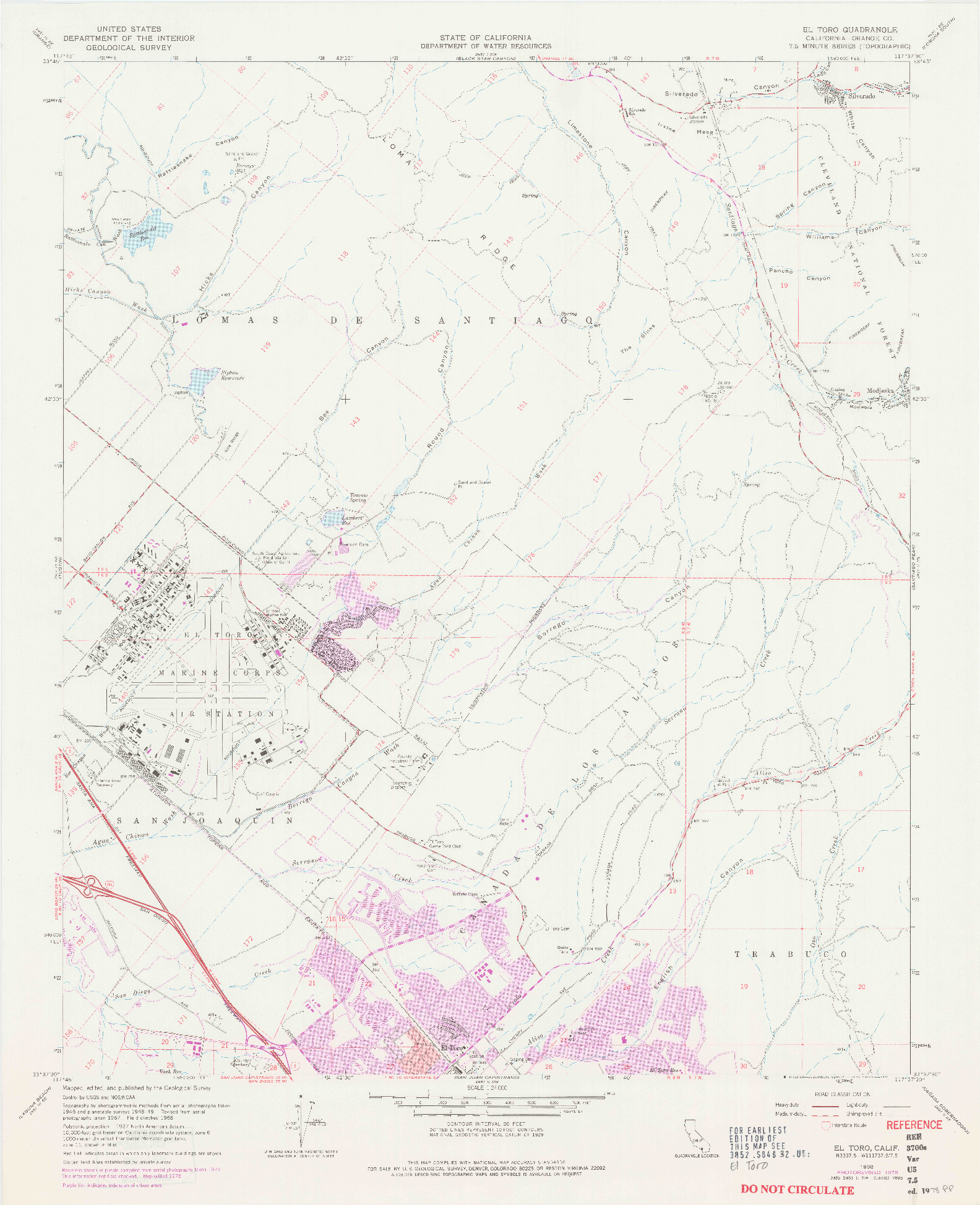 USGS 1:24000-SCALE QUADRANGLE FOR EL TORO, CA 1968