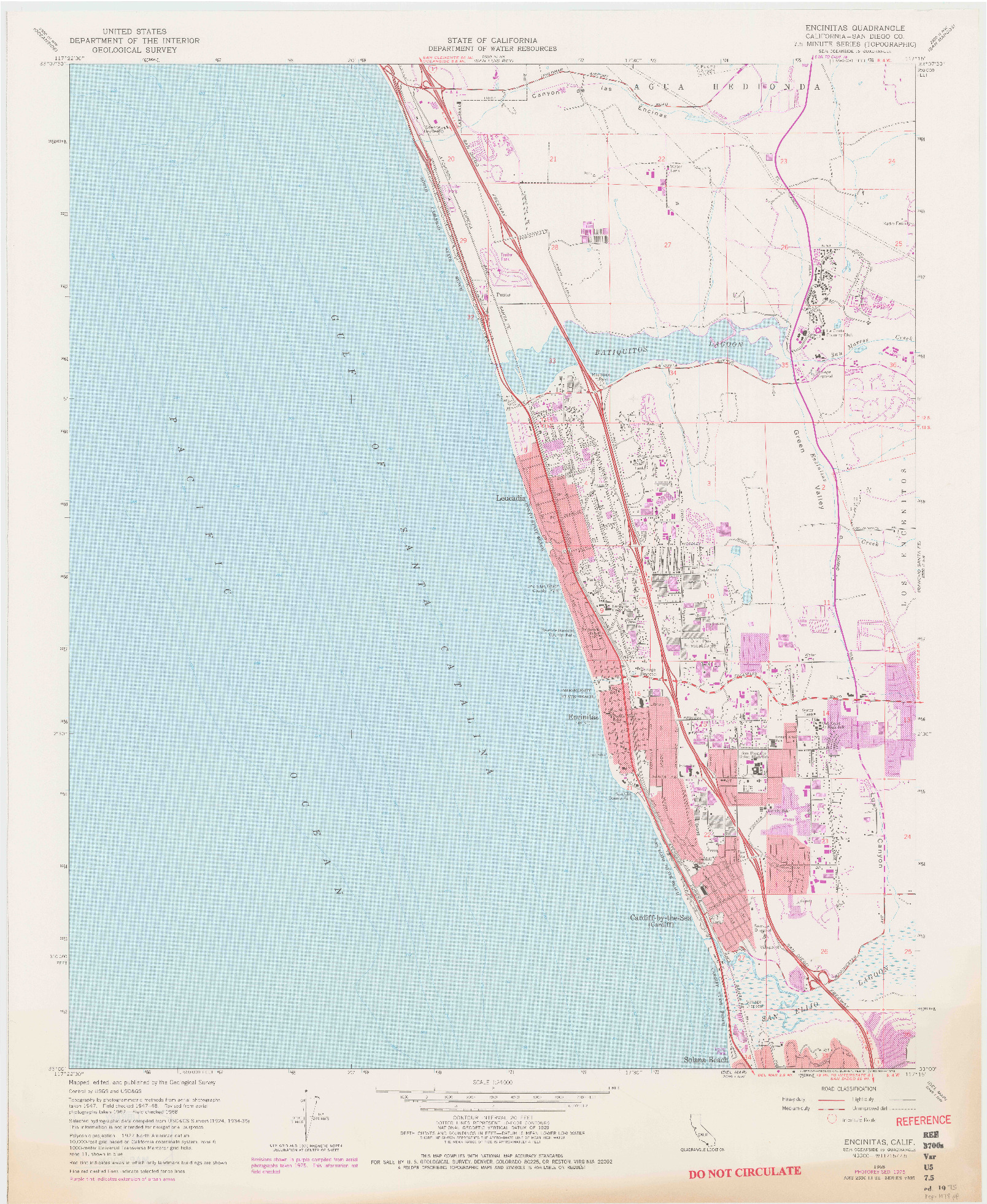 USGS 1:24000-SCALE QUADRANGLE FOR ENCINITAS, CA 1968