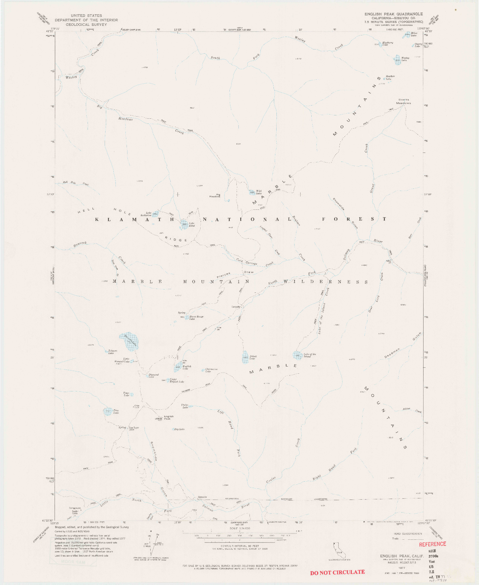 USGS 1:24000-SCALE QUADRANGLE FOR ENGLISH PEAK, CA 1977