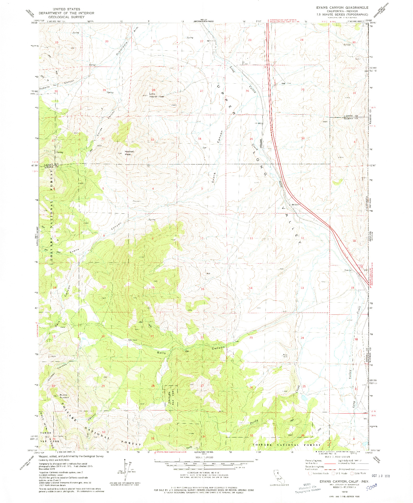 USGS 1:24000-SCALE QUADRANGLE FOR EVANS CANYON, CA 1978
