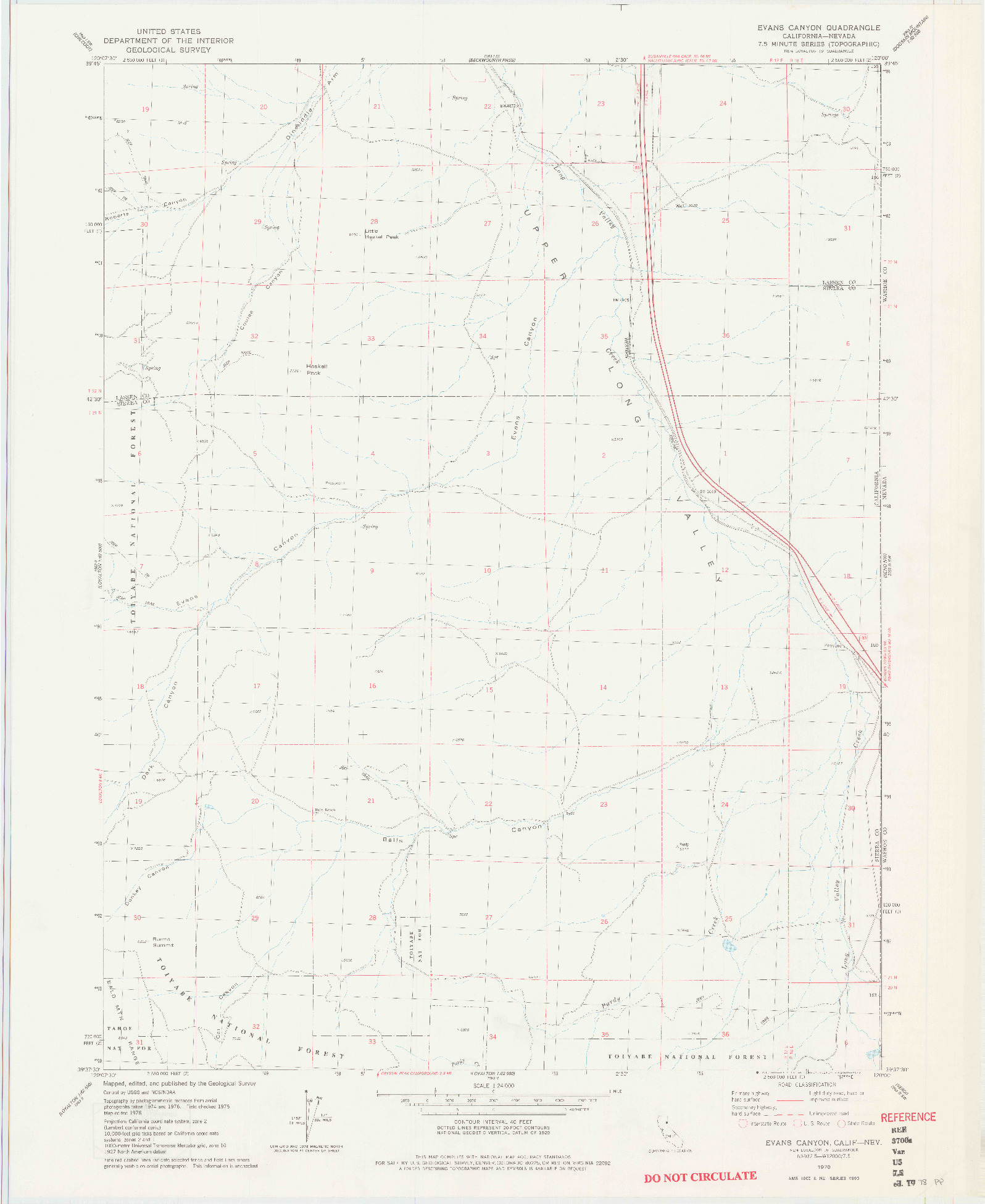 USGS 1:24000-SCALE QUADRANGLE FOR EVANS CANYON, CA 1978