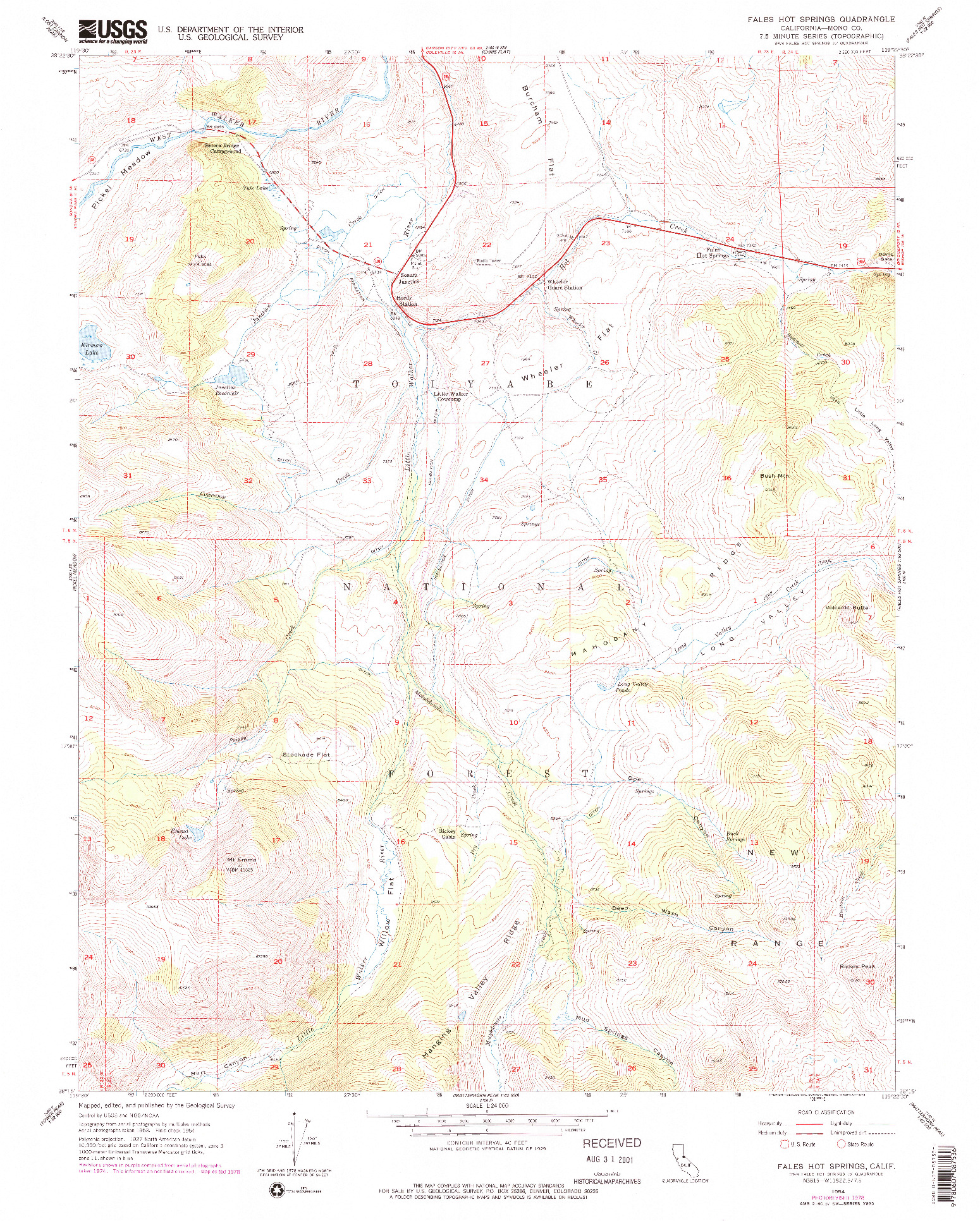 USGS 1:24000-SCALE QUADRANGLE FOR FALES HOT SPRINGS, CA 1954