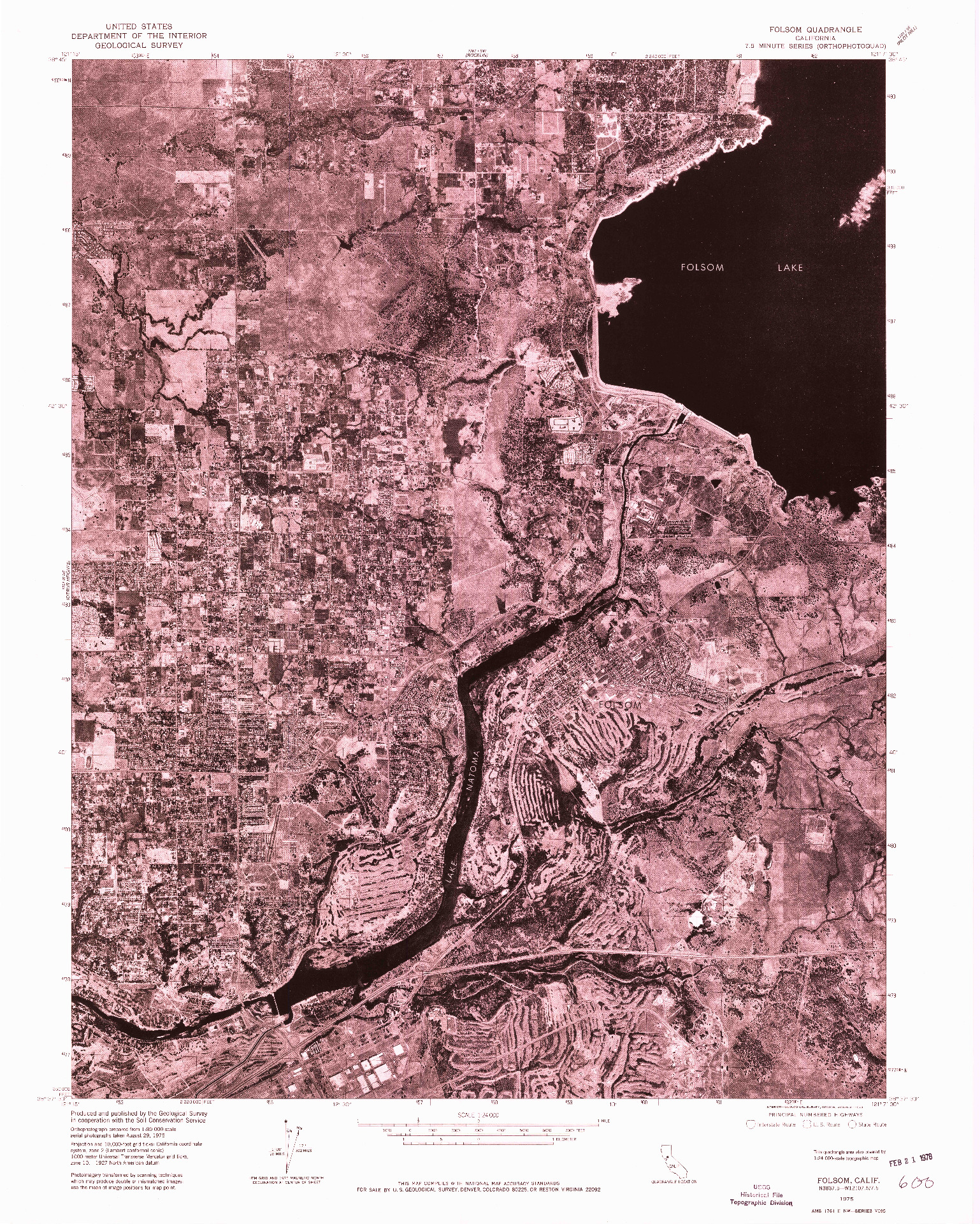 USGS 1:24000-SCALE QUADRANGLE FOR FOLSOM, CA 1975