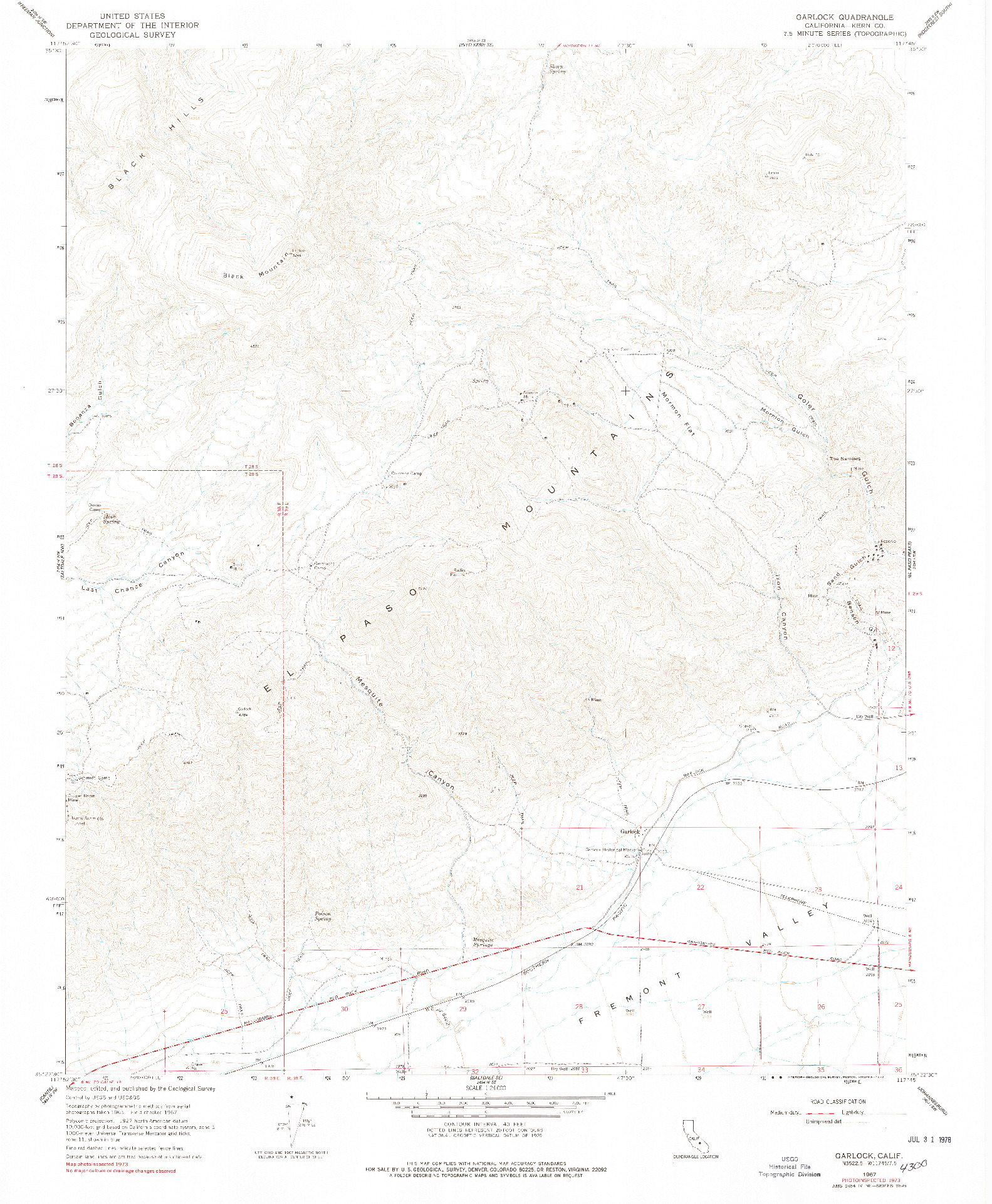 USGS 1:24000-SCALE QUADRANGLE FOR GARLOCK, CA 1967