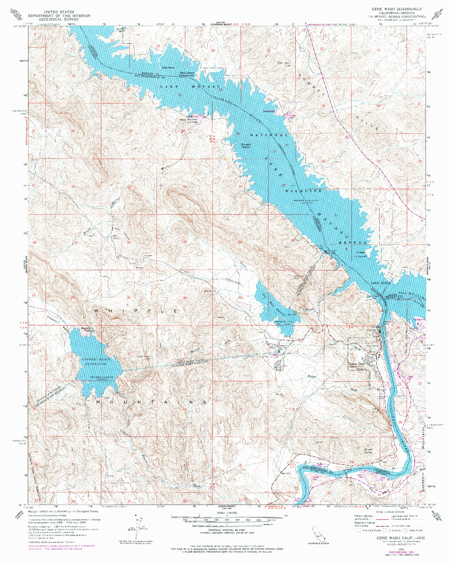 USGS 1:24000-SCALE QUADRANGLE FOR GENE WASH, CA 1959