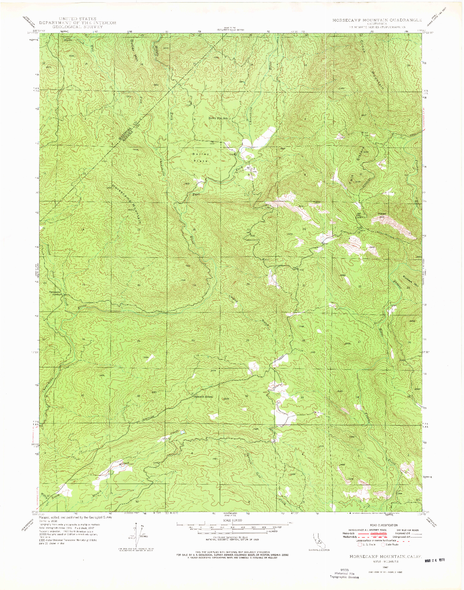 USGS 1:24000-SCALE QUADRANGLE FOR HORSECAMP MOUNTAIN, CA 1947