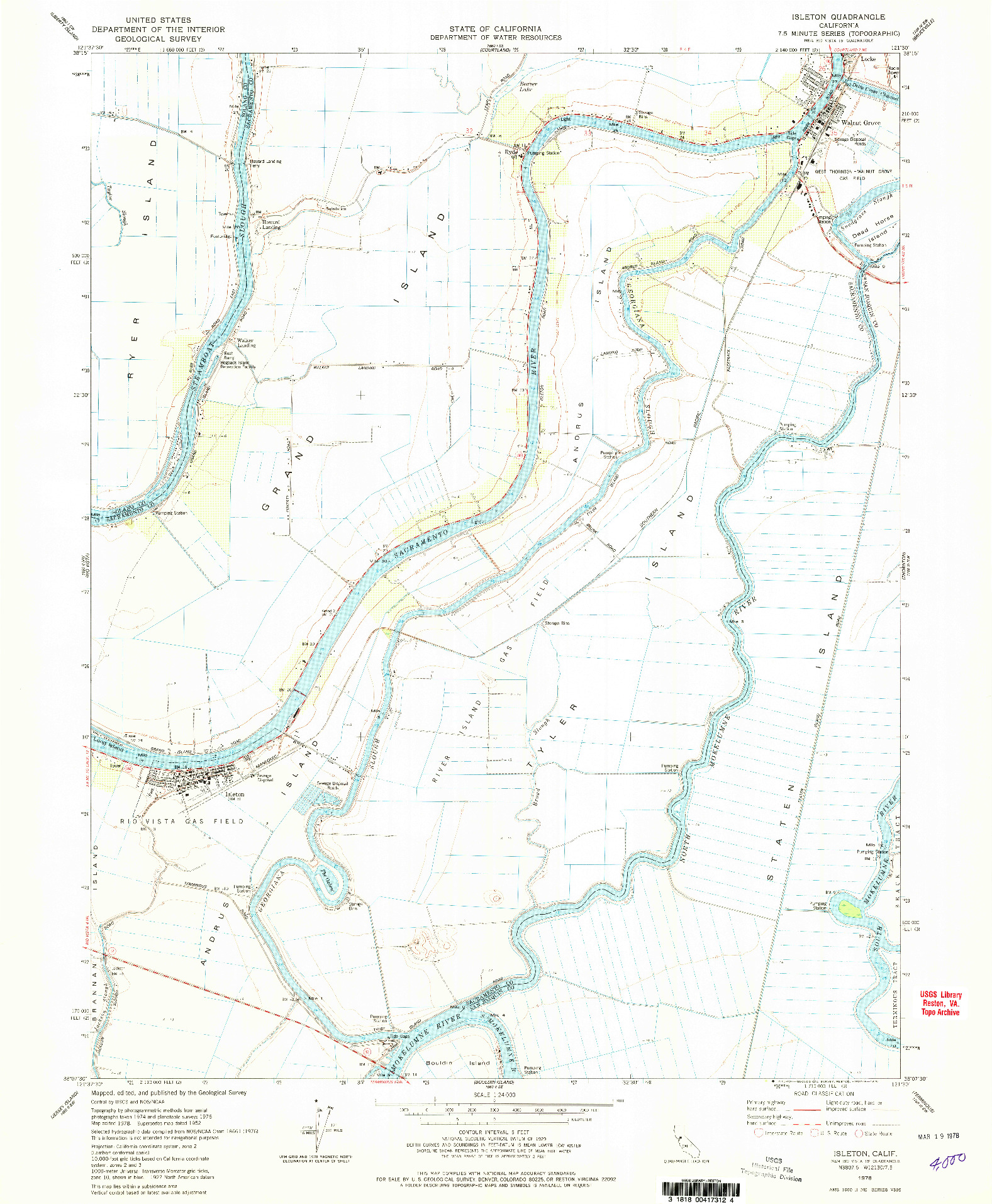 USGS 1:24000-SCALE QUADRANGLE FOR ISLETON, CA 1978
