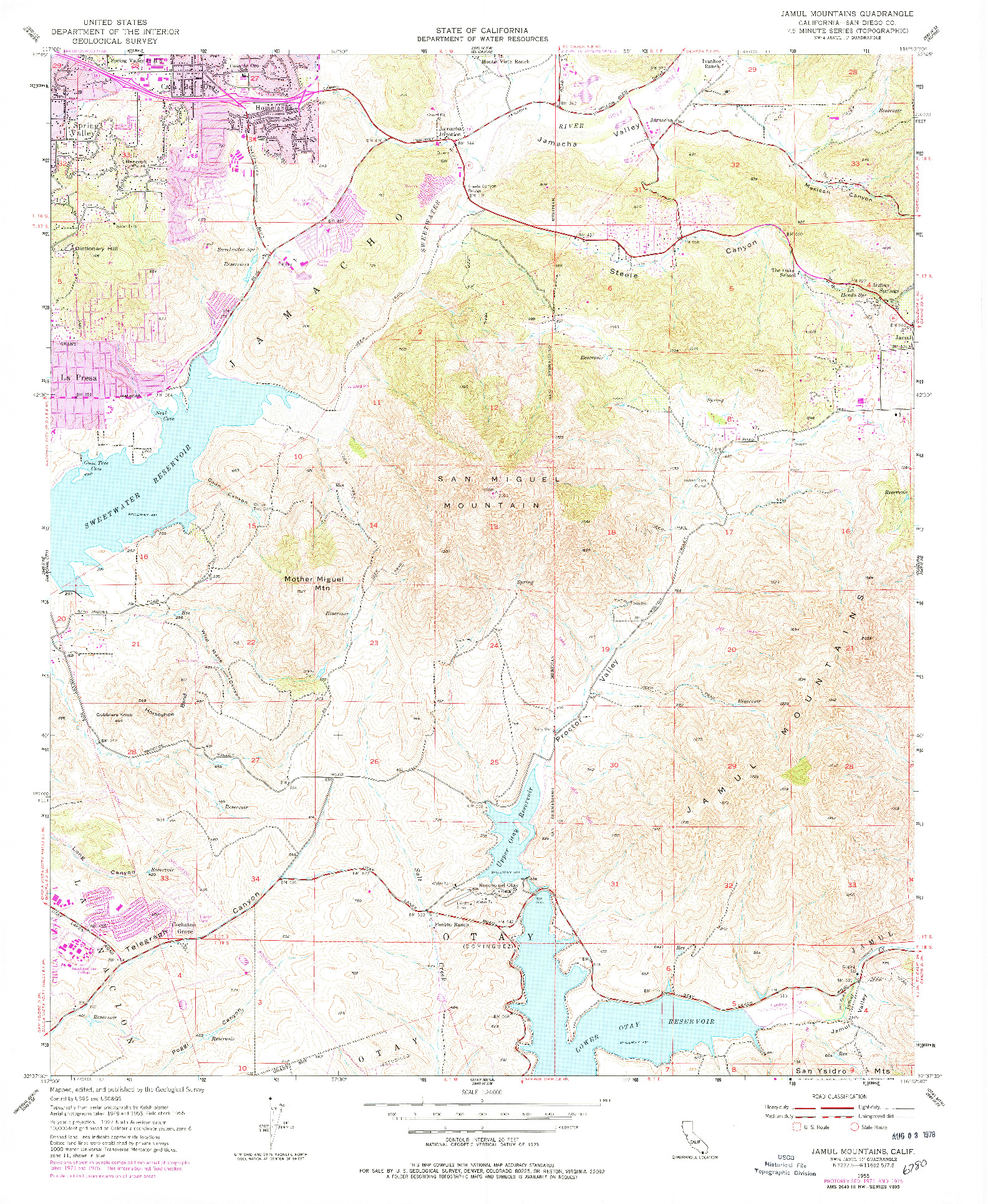 USGS 1:24000-SCALE QUADRANGLE FOR JAMUL MOUNTAINS, CA 1955