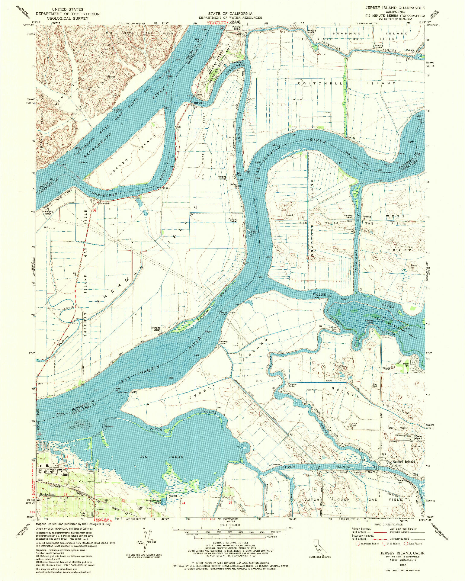 USGS 1:24000-SCALE QUADRANGLE FOR JERSEY ISLAND, CA 1978