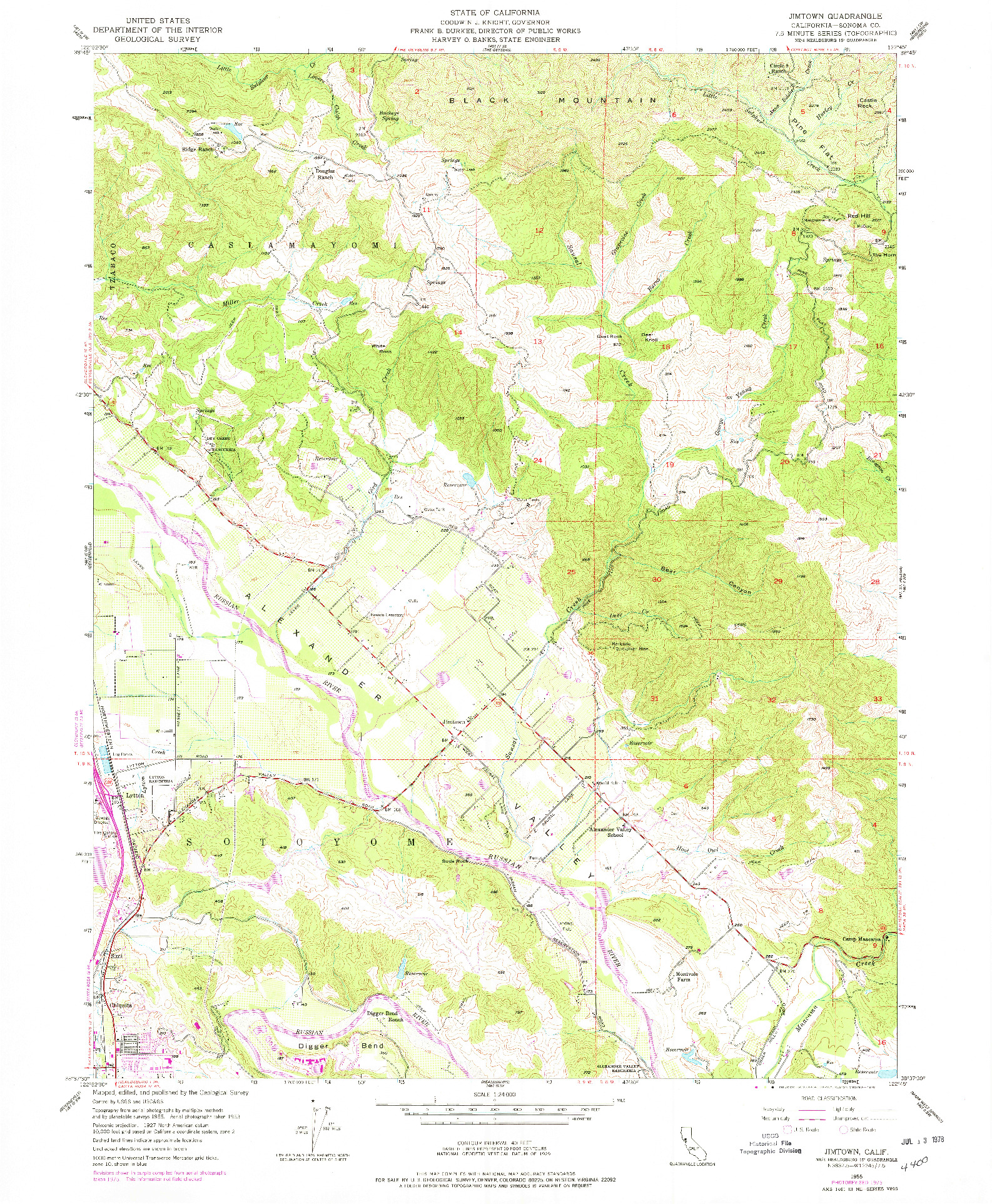 USGS 1:24000-SCALE QUADRANGLE FOR JIMTOWN, CA 1955