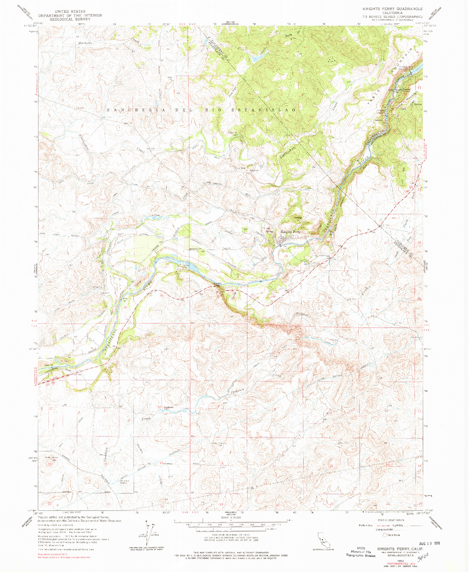 USGS 1:24000-SCALE QUADRANGLE FOR KNIGHTS FERRY, CA 1962