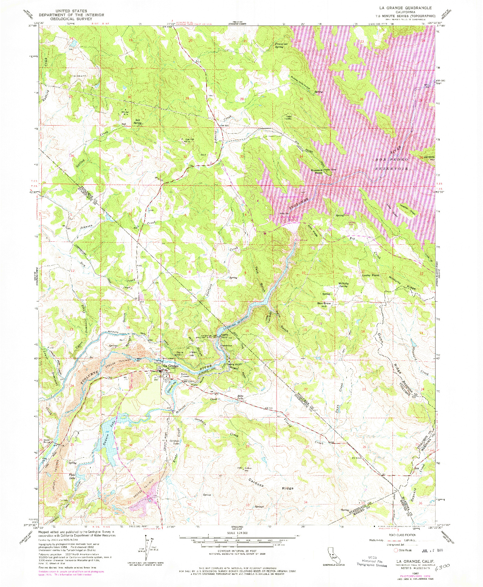 USGS 1:24000-SCALE QUADRANGLE FOR LA GRANGE, CA 1962