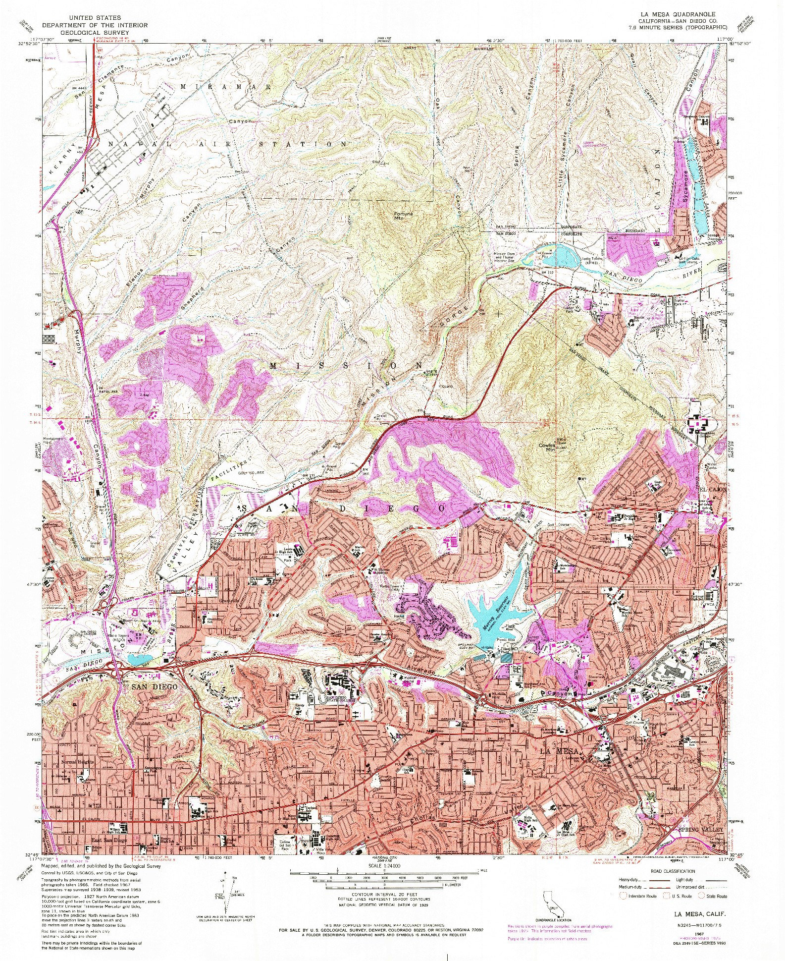 USGS 1:24000-SCALE QUADRANGLE FOR LA MESA, CA 1967