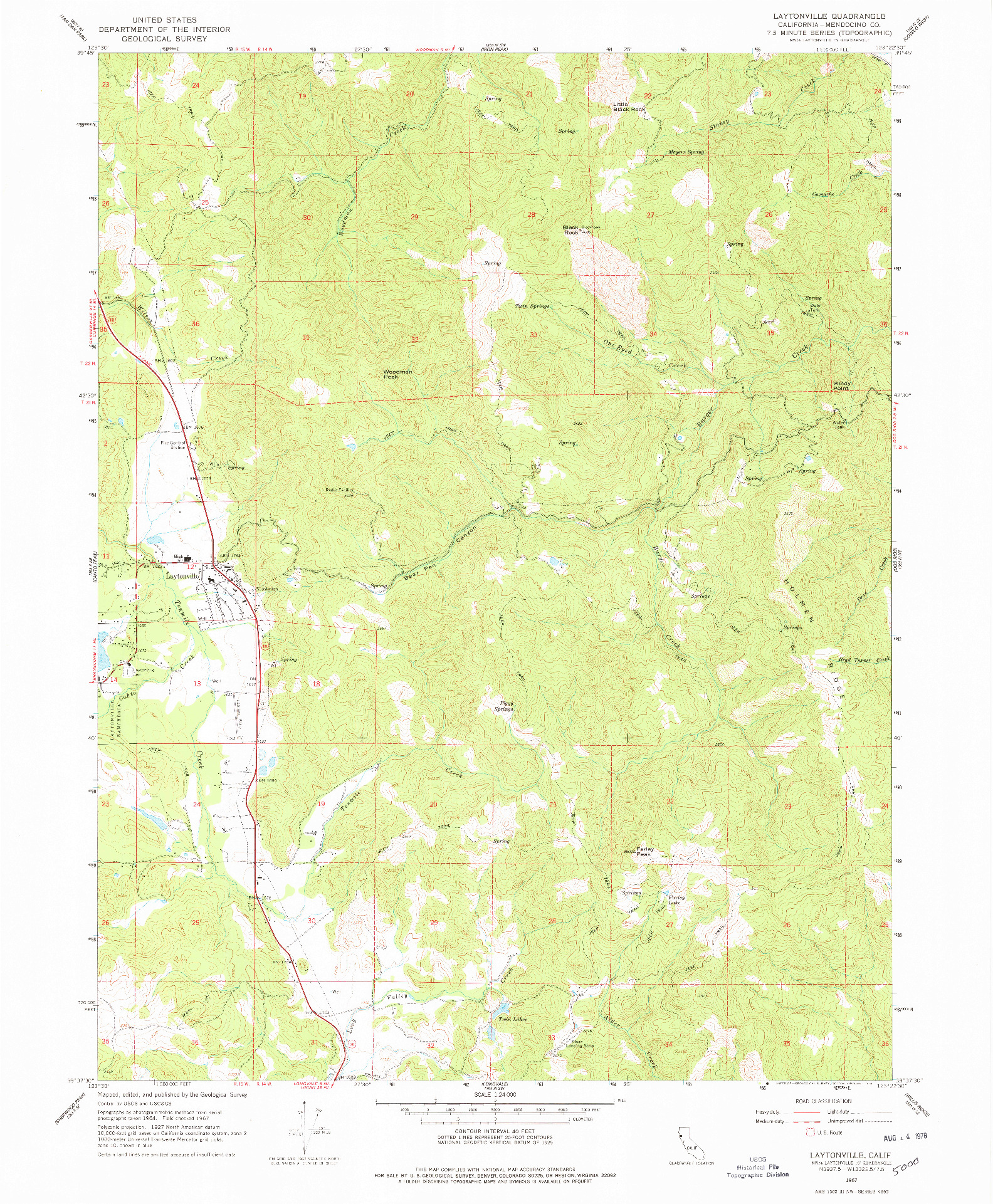USGS 1:24000-SCALE QUADRANGLE FOR LAYTONVILLE, CA 1967
