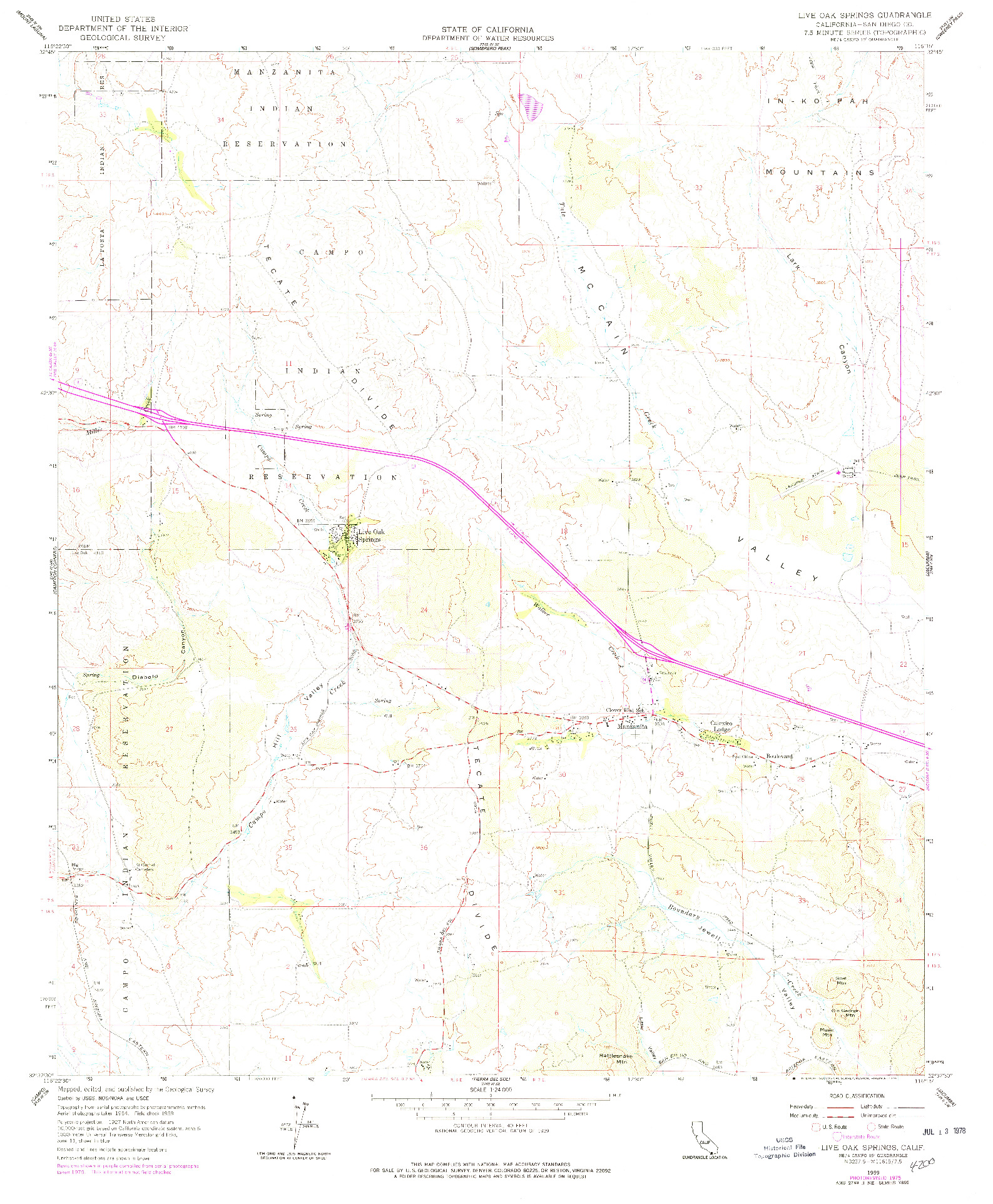 USGS 1:24000-SCALE QUADRANGLE FOR LIVE OAK SPRINGS, CA 1959