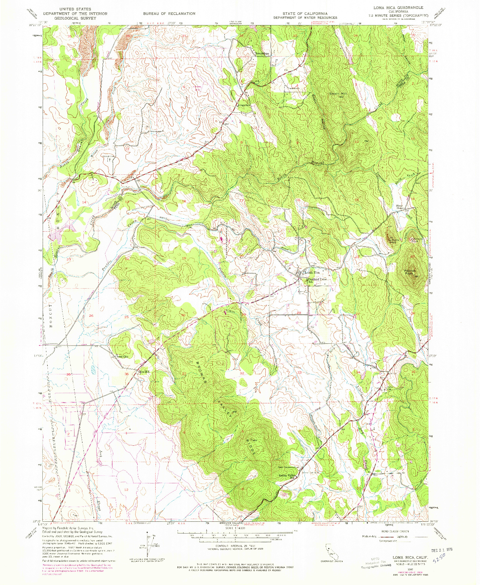 USGS 1:24000-SCALE QUADRANGLE FOR LOMA RICA, CA 1947