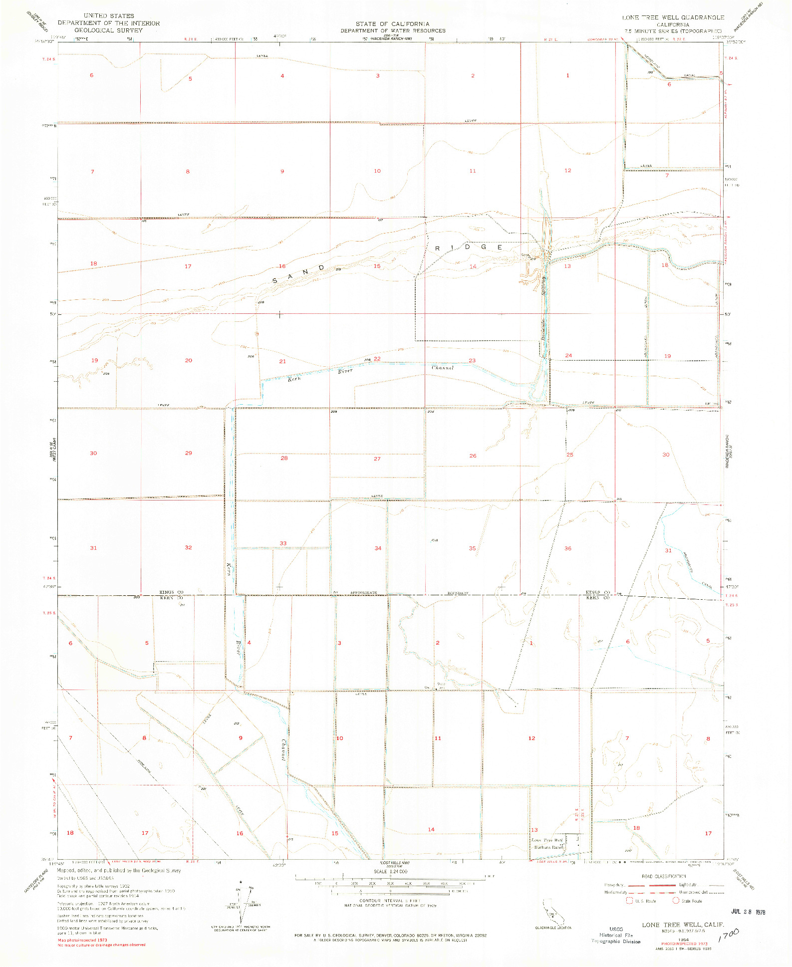 USGS 1:24000-SCALE QUADRANGLE FOR LONE TREE WELL, CA 1954