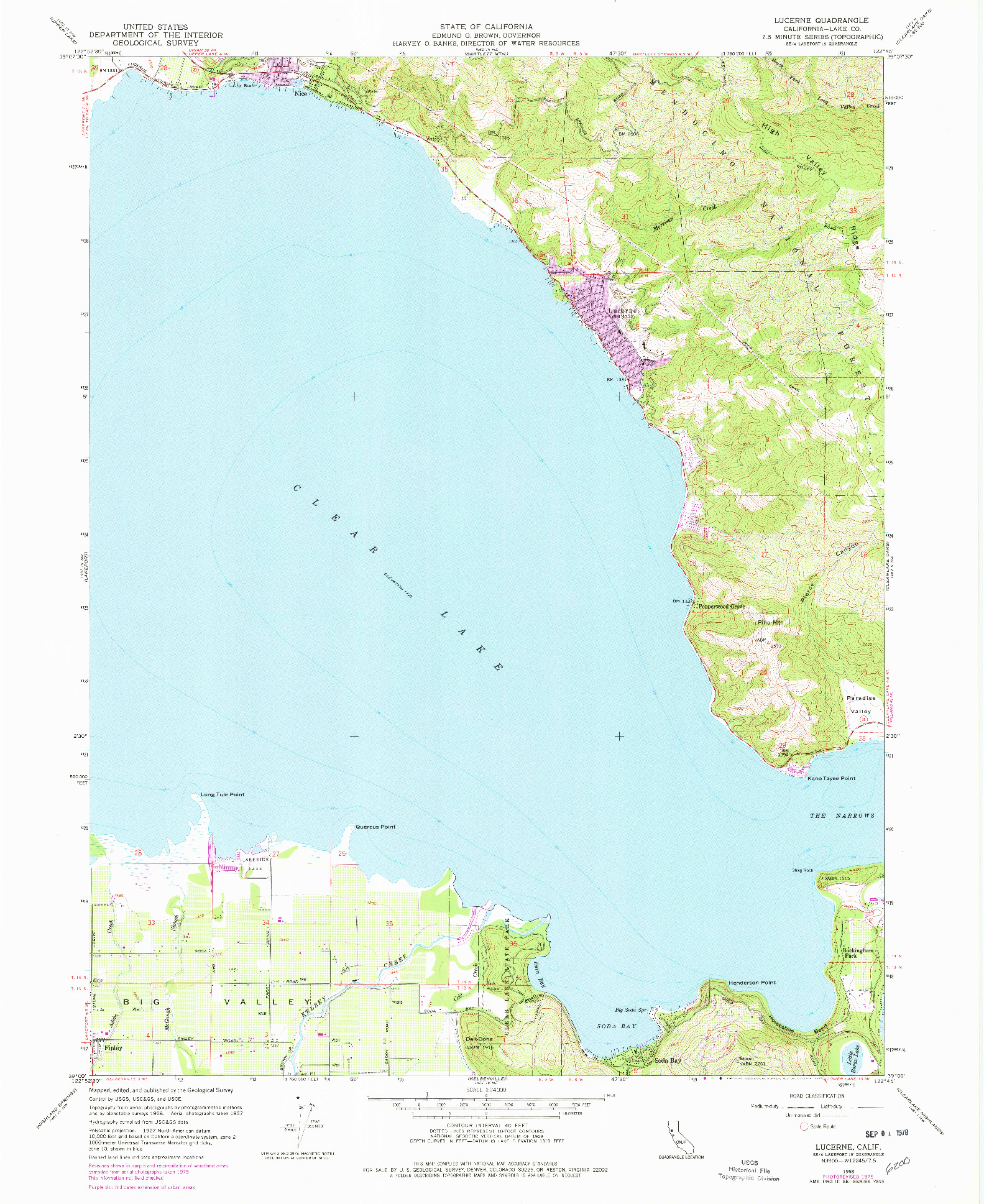 USGS 1:24000-SCALE QUADRANGLE FOR LUCERNE, CA 1958