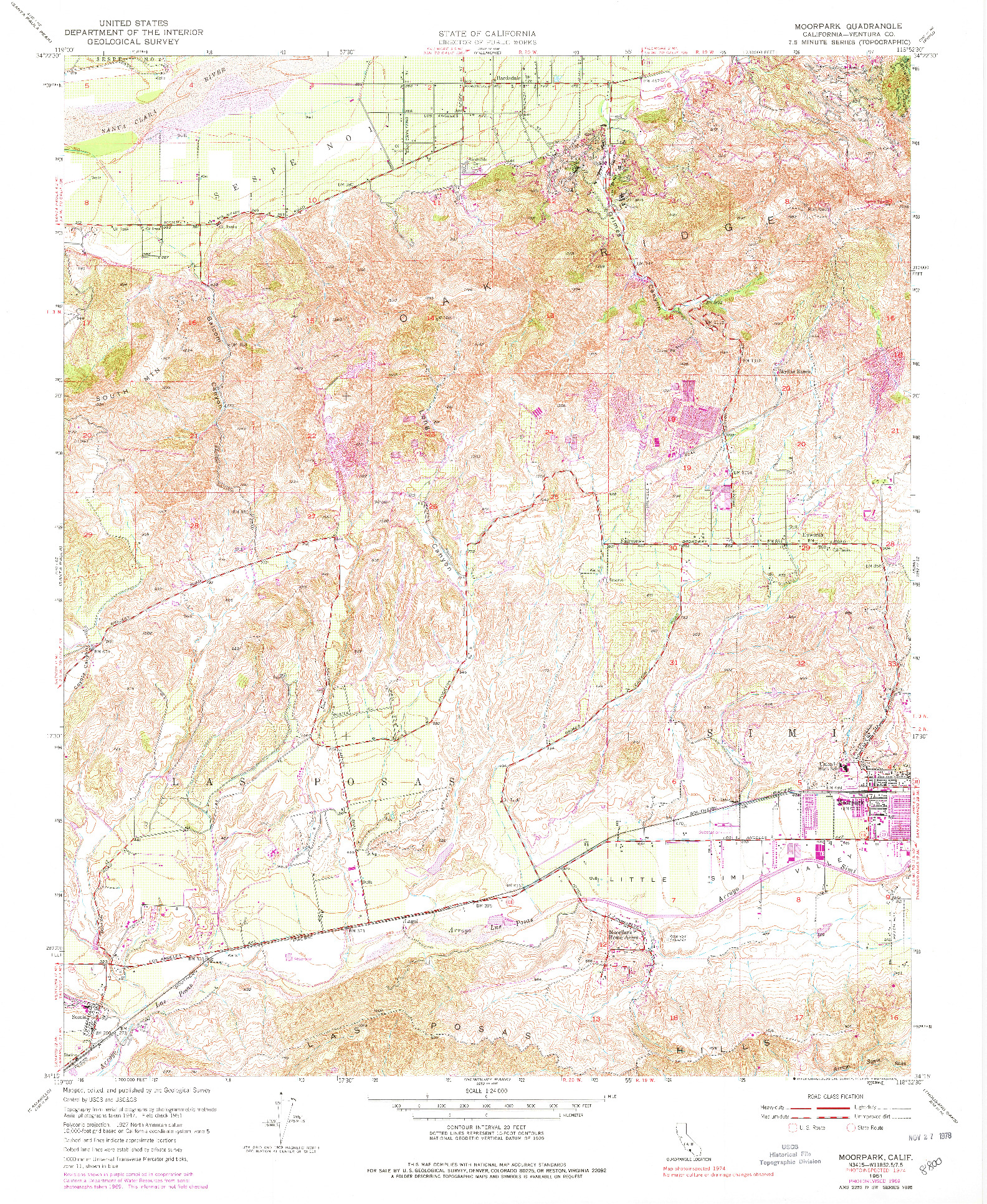 USGS 1:24000-SCALE QUADRANGLE FOR MOORPARK, CA 1951