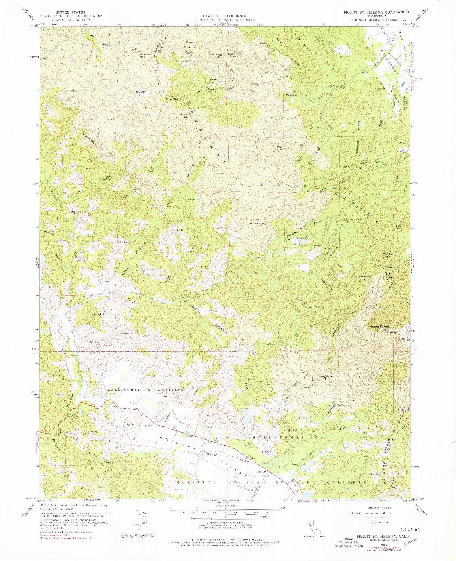 USGS 1:24000-SCALE QUADRANGLE FOR MOUNT ST. HELENA, CA 1959