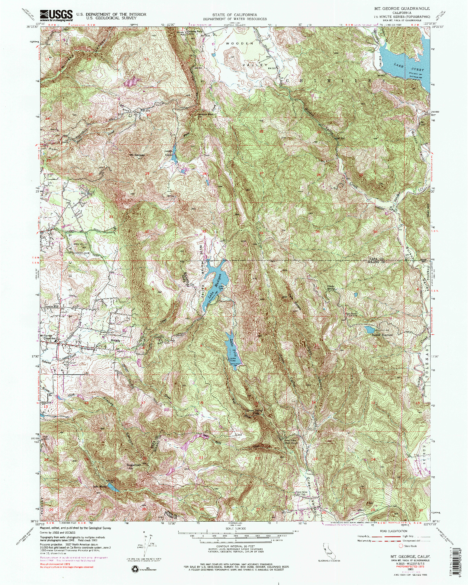 USGS 1:24000-SCALE QUADRANGLE FOR MT. GEORGE, CA 1951
