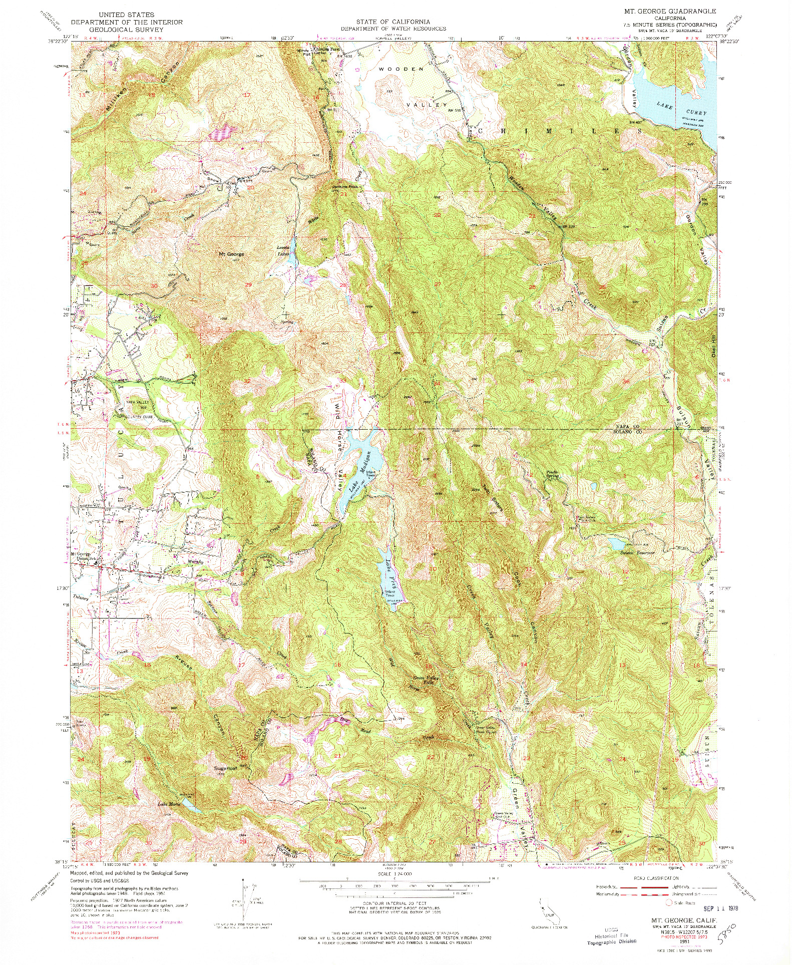 USGS 1:24000-SCALE QUADRANGLE FOR MT. GEORGE, CA 1951