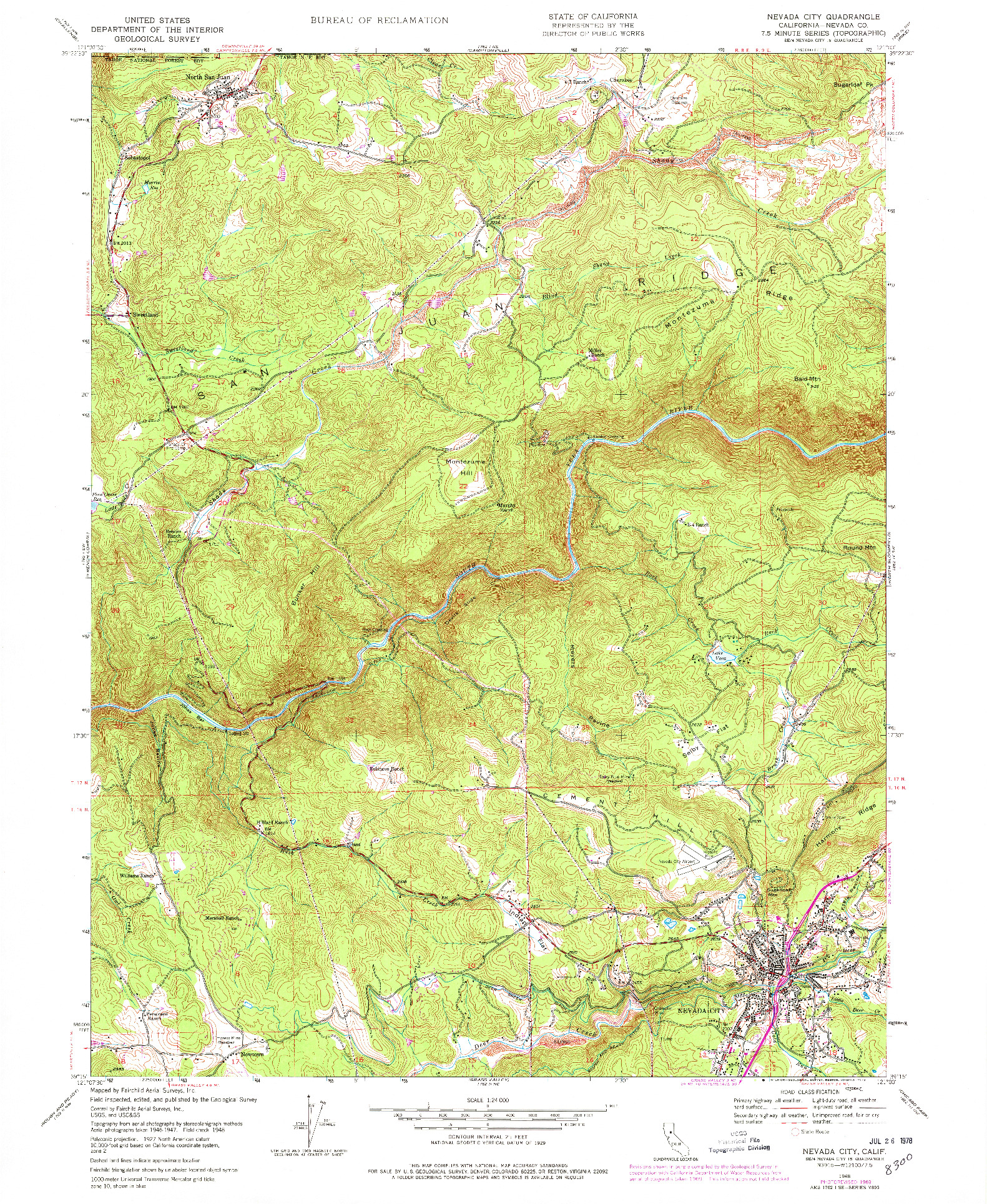 USGS 1:24000-SCALE QUADRANGLE FOR NEVADA CITY, CA 1948