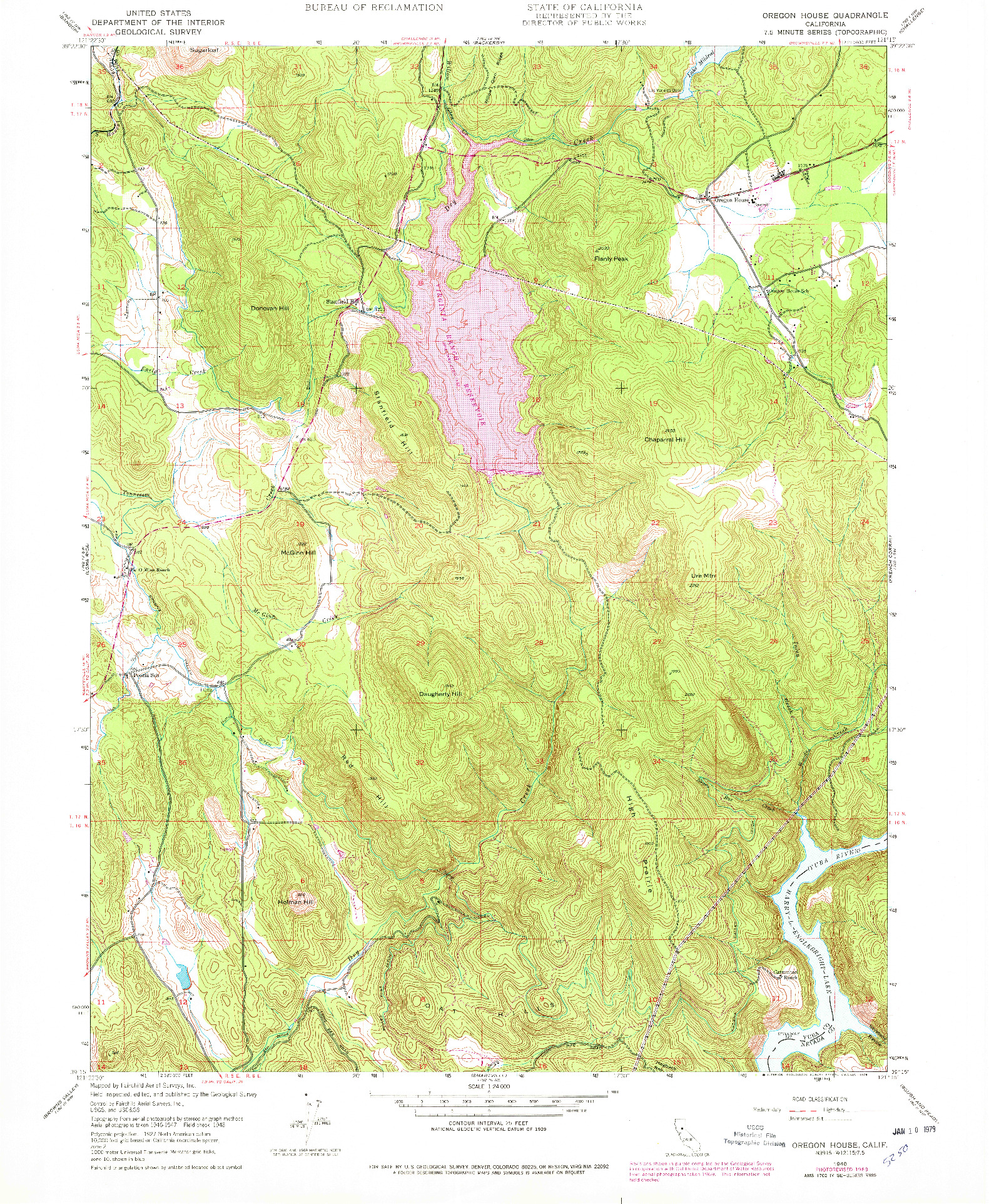 USGS 1:24000-SCALE QUADRANGLE FOR OREGON HOUSE, CA 1948