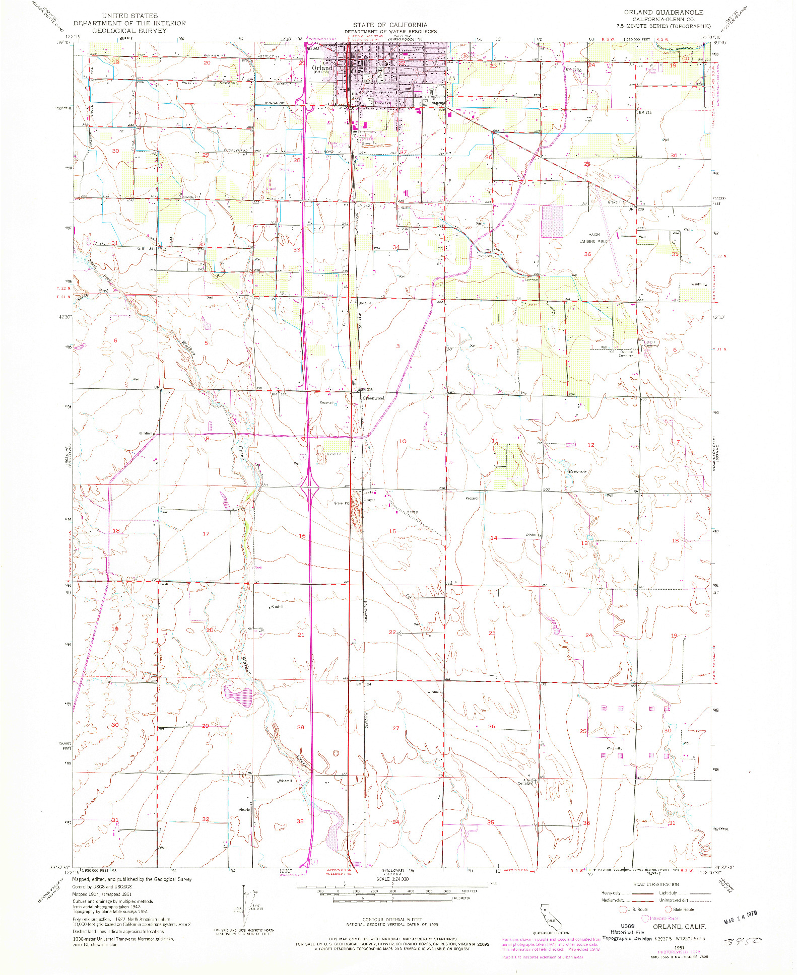 USGS 1:24000-SCALE QUADRANGLE FOR ORLAND, CA 1951