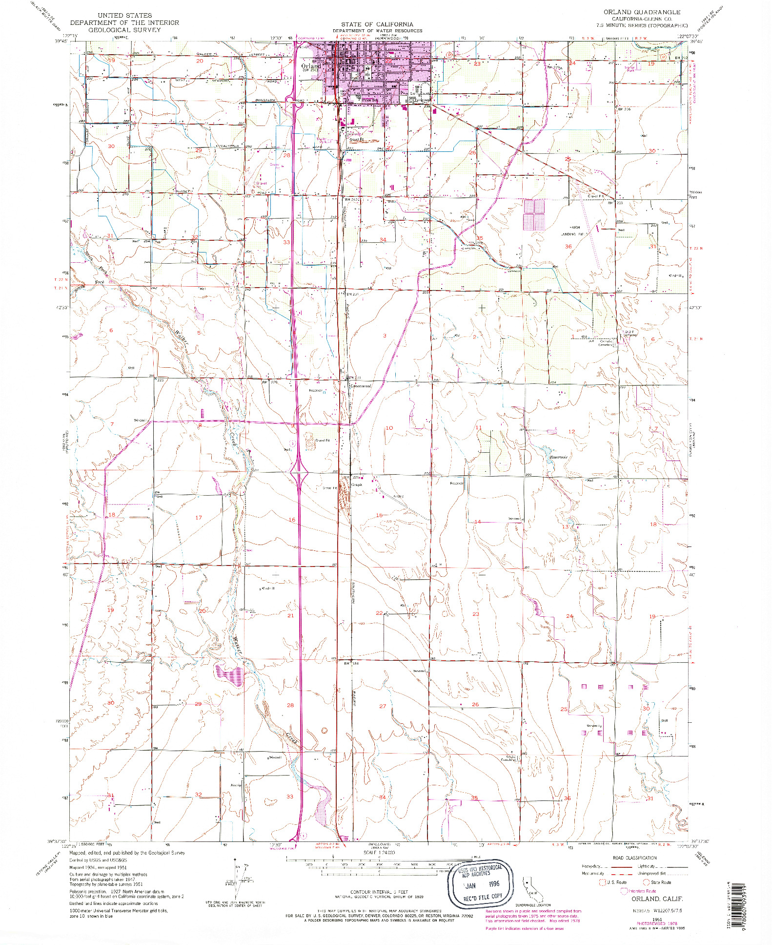 USGS 1:24000-SCALE QUADRANGLE FOR ORLAND, CA 1951