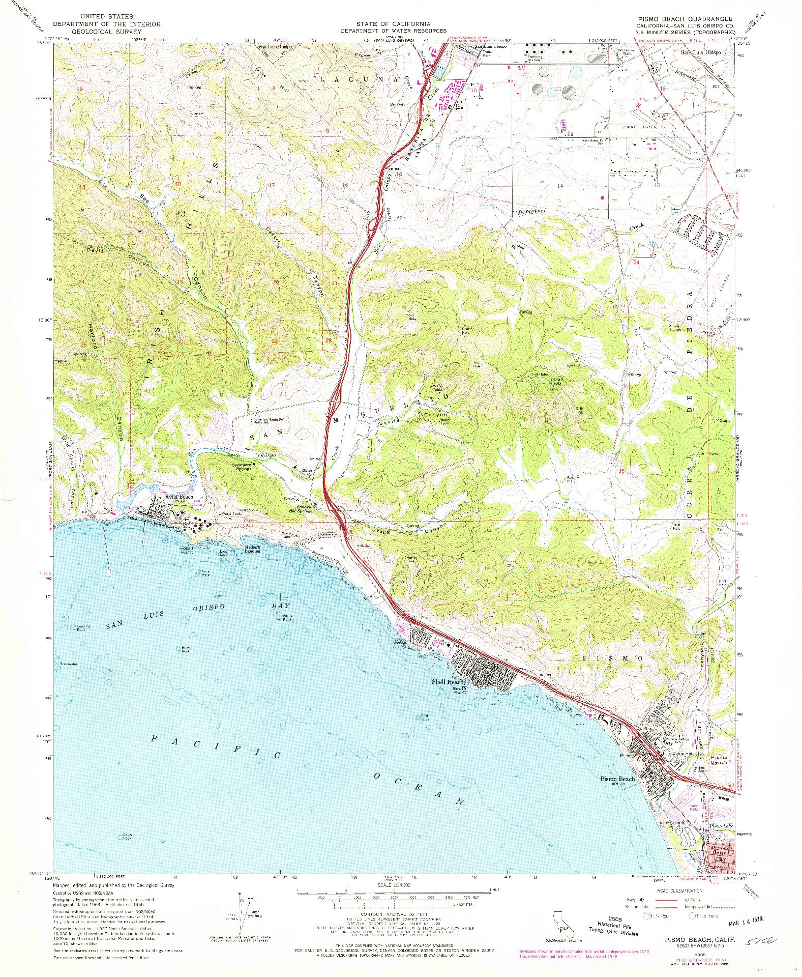 USGS 1:24000-SCALE QUADRANGLE FOR PISMO BEACH, CA 1965