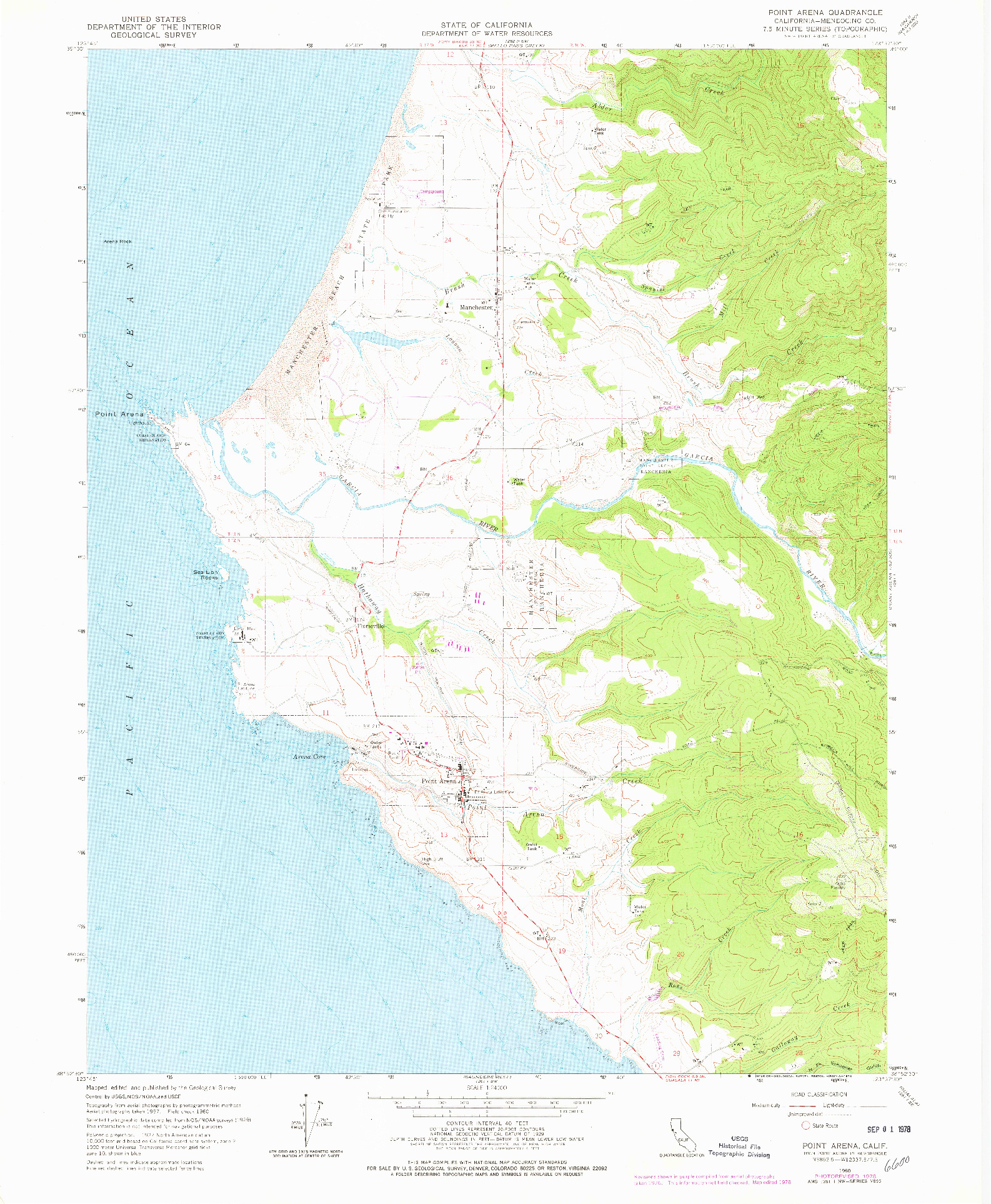 USGS 1:24000-SCALE QUADRANGLE FOR POINT ARENA, CA 1960