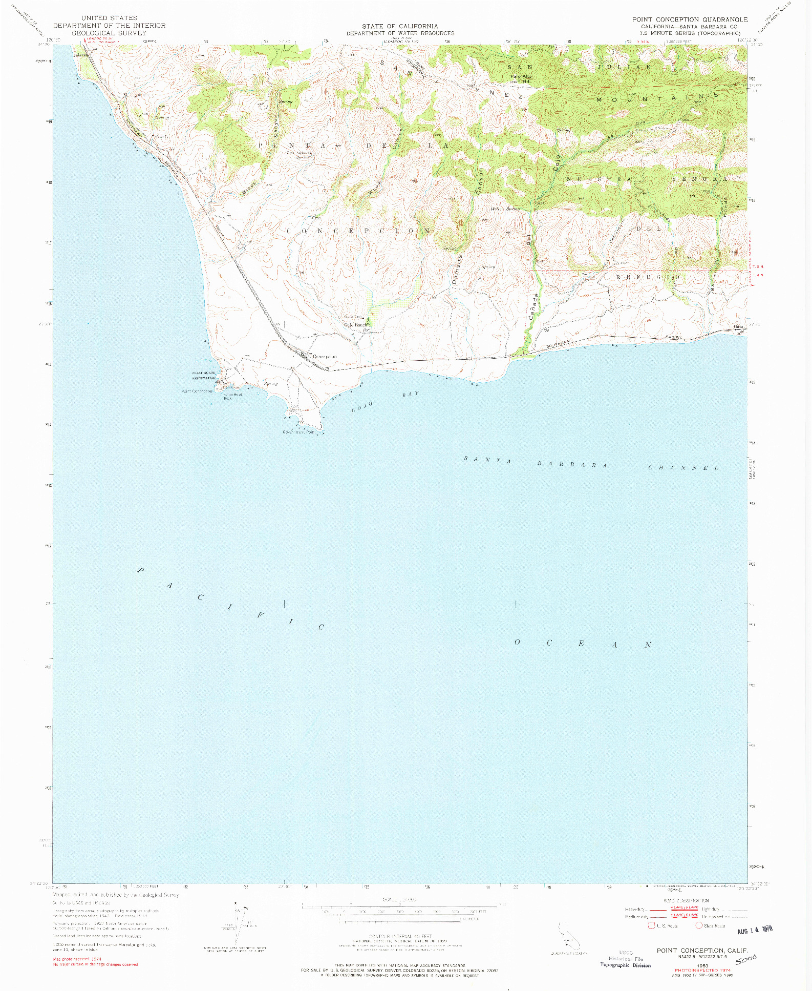 USGS 1:24000-SCALE QUADRANGLE FOR POINT CONCEPTION, CA 1953