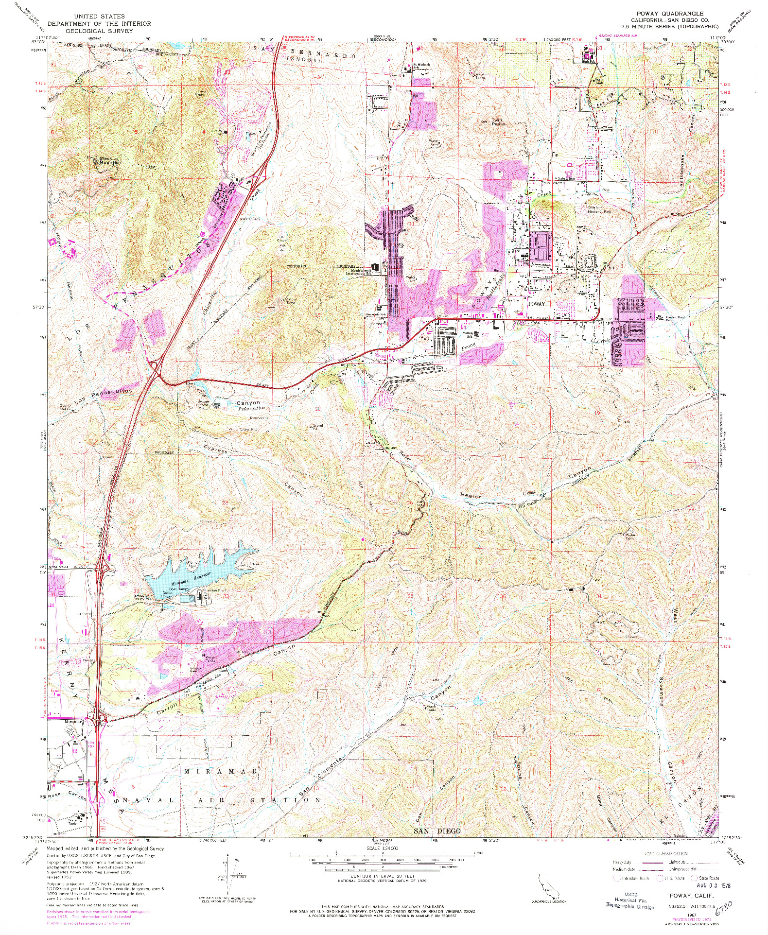 USGS 1:24000-SCALE QUADRANGLE FOR POWAY, CA 1967