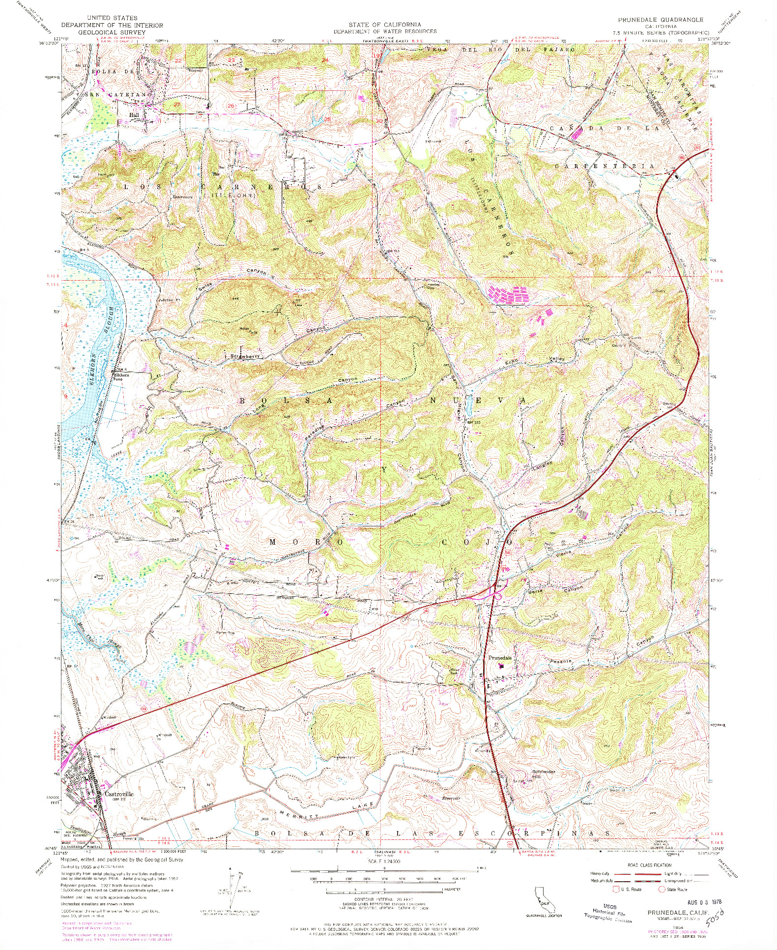 USGS 1:24000-SCALE QUADRANGLE FOR PRUNEDALE, CA 1954