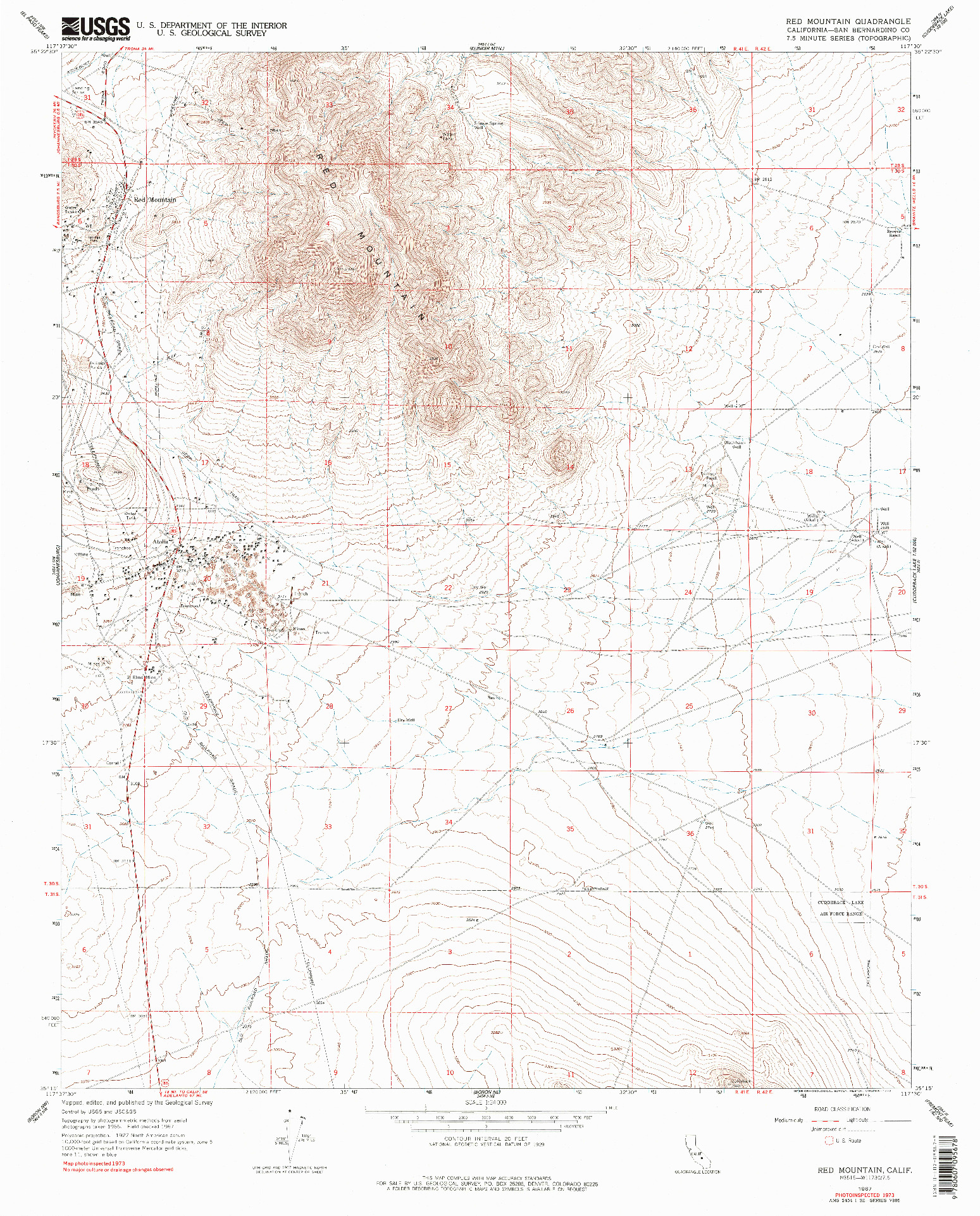 USGS 1:24000-SCALE QUADRANGLE FOR RED MOUNTAIN, CA 1967