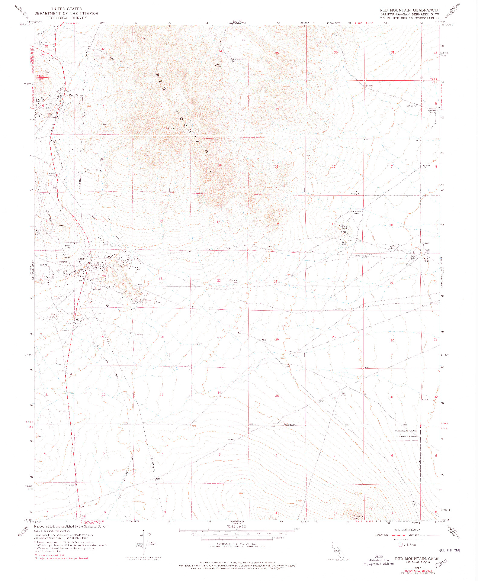 USGS 1:24000-SCALE QUADRANGLE FOR RED MOUNTAIN, CA 1967