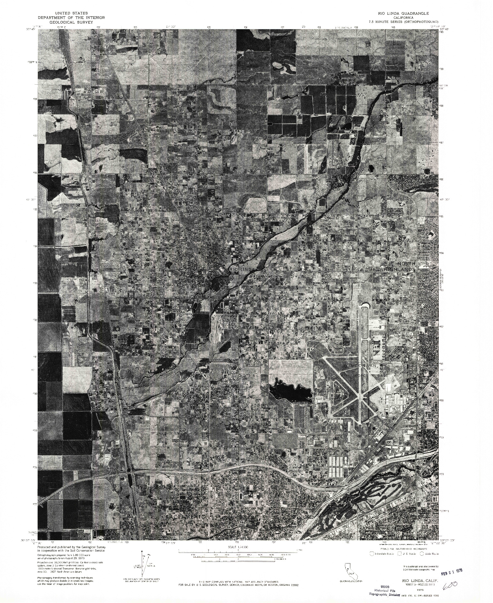 USGS 1:24000-SCALE QUADRANGLE FOR RIO LINDA, CA 1975