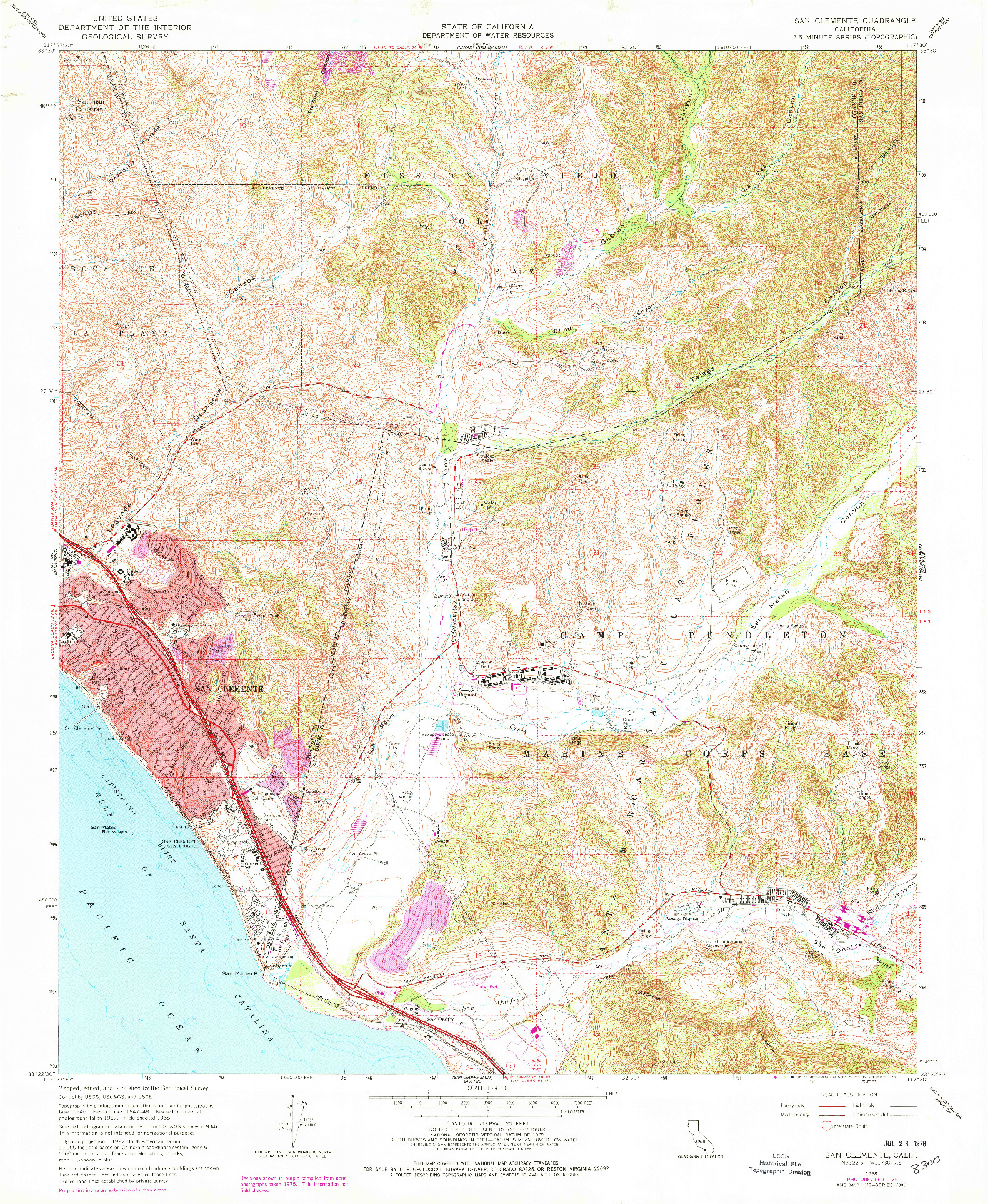 USGS 1:24000-SCALE QUADRANGLE FOR SAN CLEMENTE, CA 1968