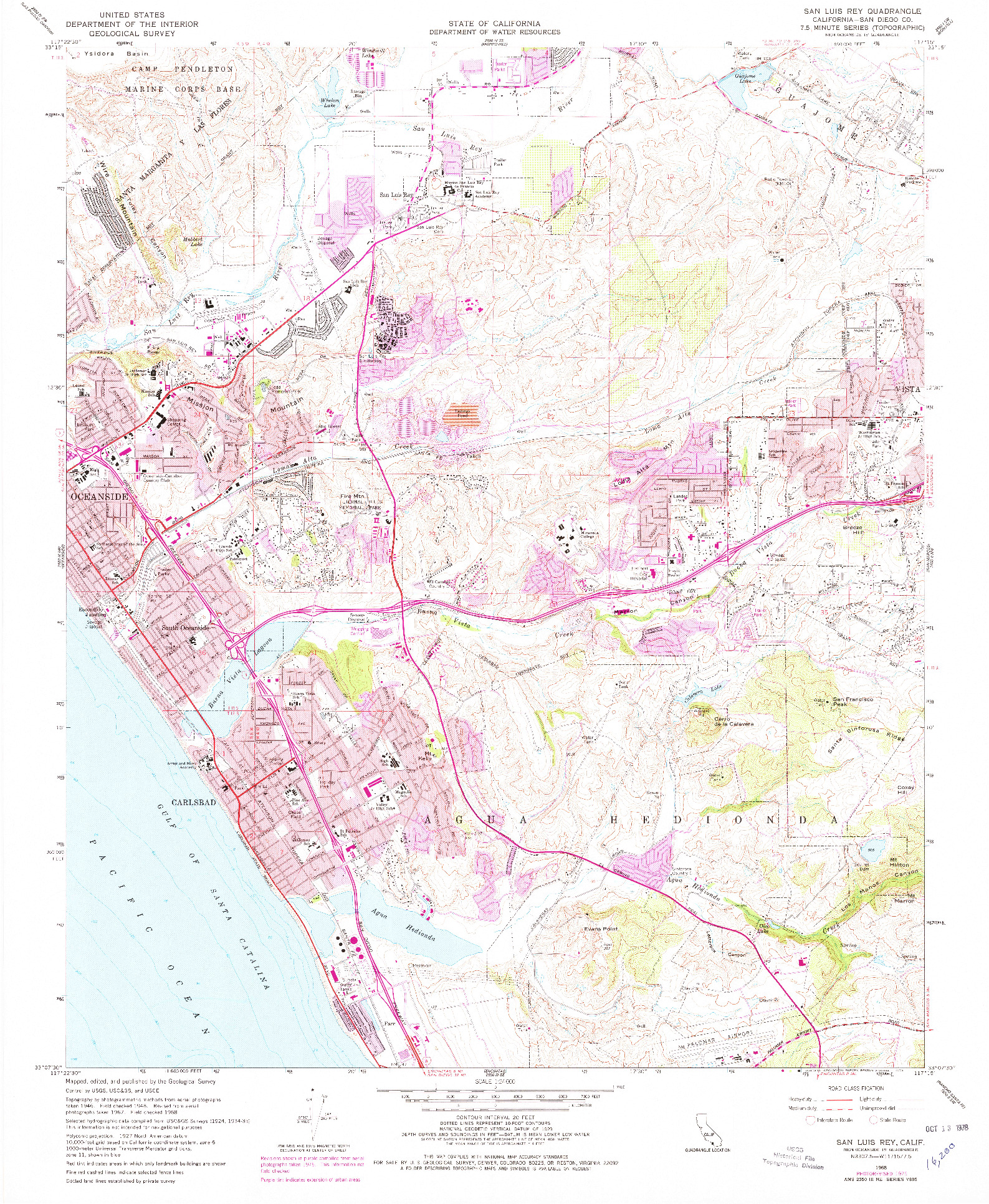 USGS 1:24000-SCALE QUADRANGLE FOR SAN LUIS REY, CA 1968