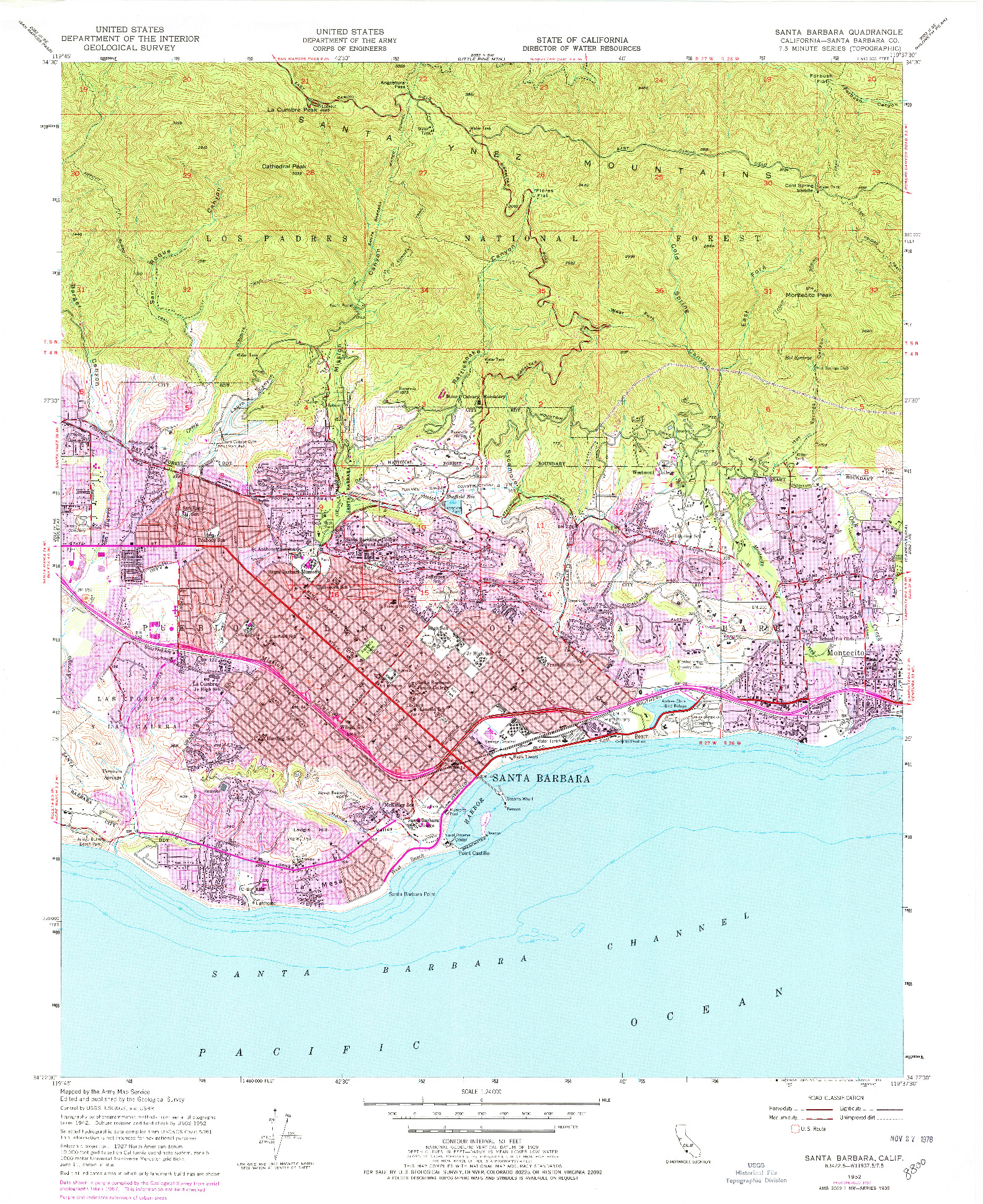 USGS 1:24000-SCALE QUADRANGLE FOR SANTA BARBARA, CA 1952