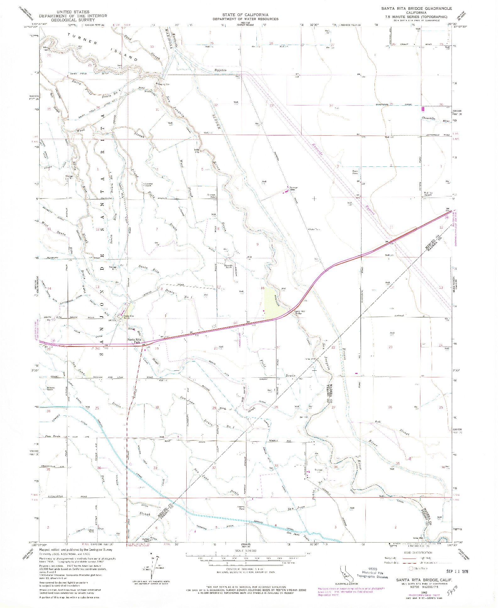 USGS 1:24000-SCALE QUADRANGLE FOR SANTA RITA BRIDGE, CA 1962