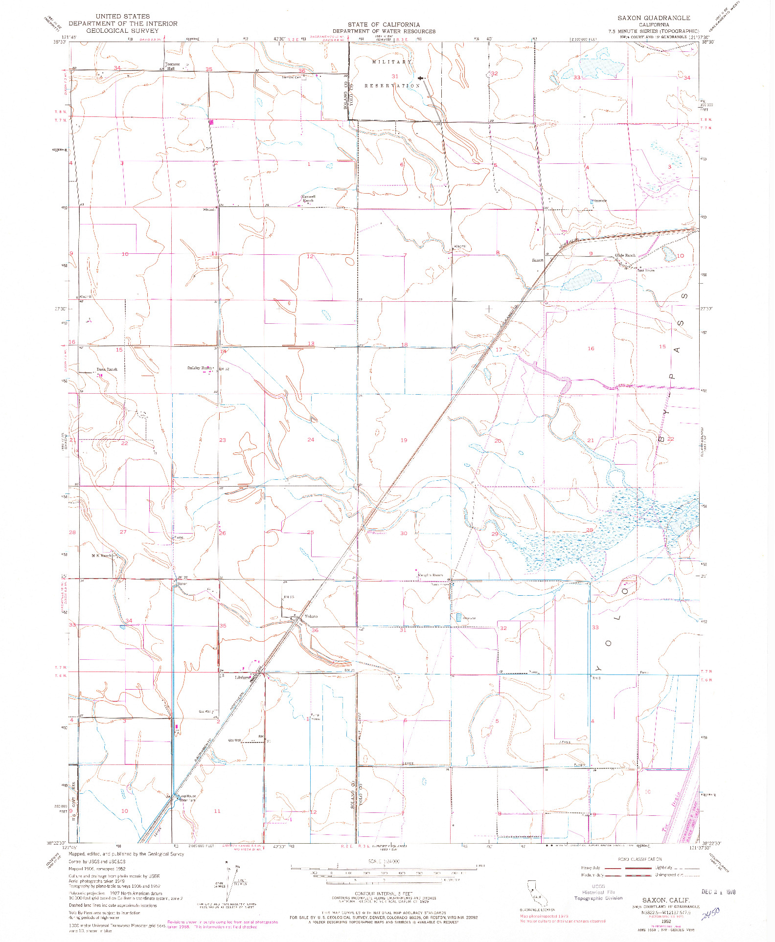 USGS 1:24000-SCALE QUADRANGLE FOR SAXON, CA 1952