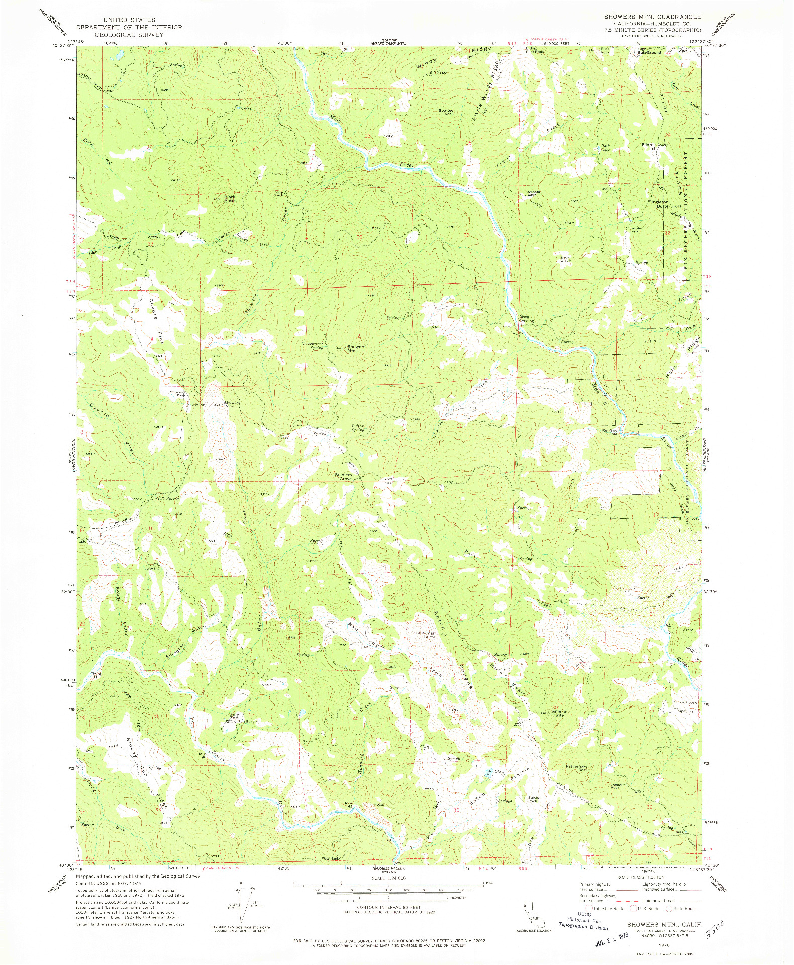 USGS 1:24000-SCALE QUADRANGLE FOR SHOWERS MTN, CA 1978