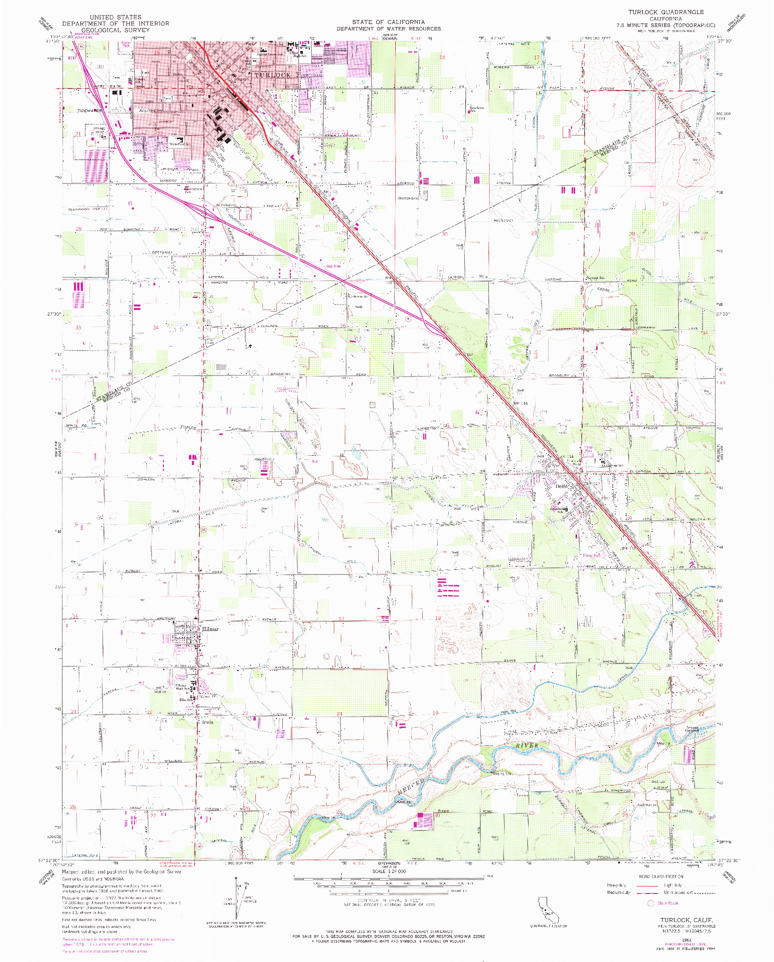 USGS 1:24000-SCALE QUADRANGLE FOR TURLOCK, CA 1961