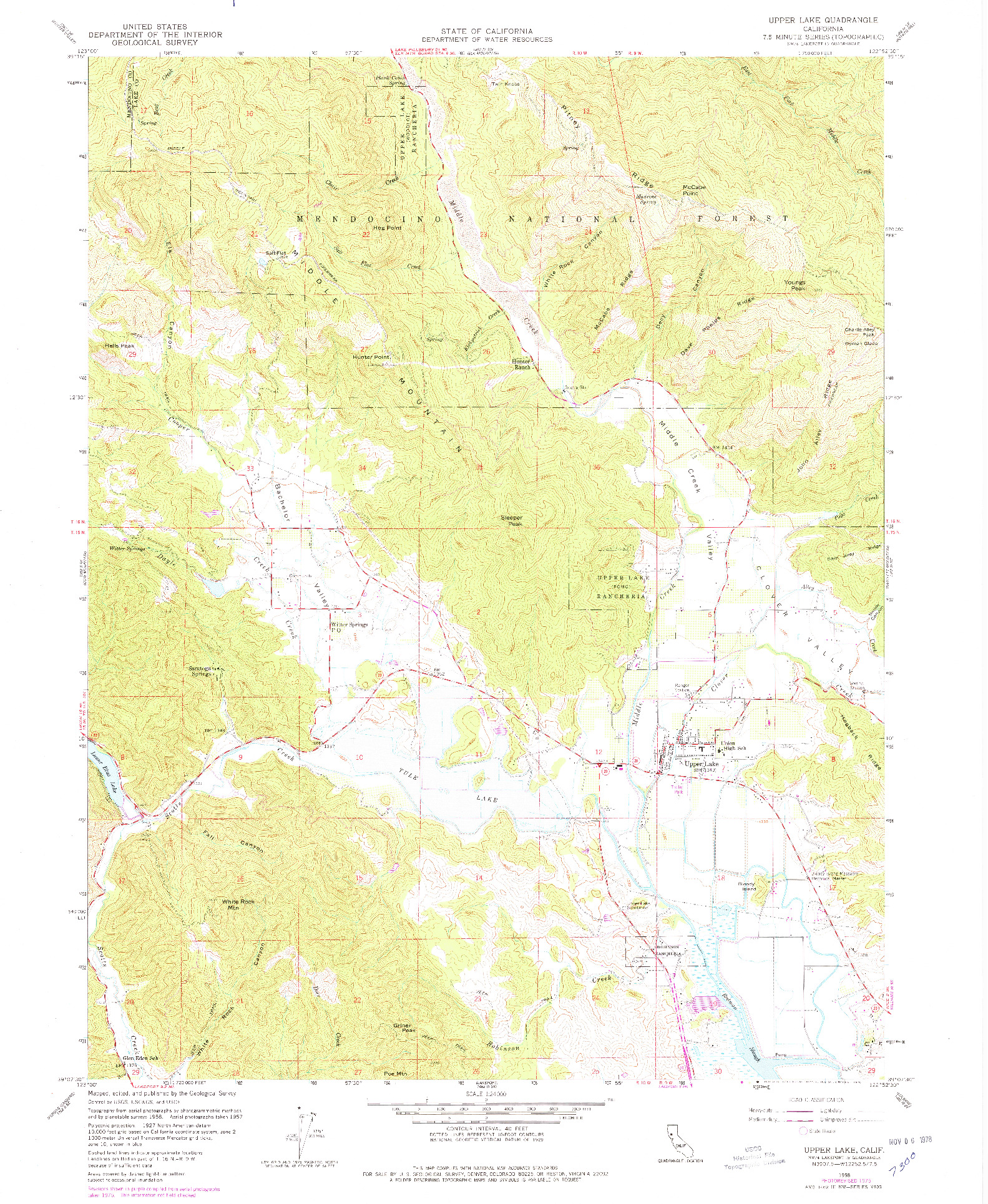 USGS 1:24000-SCALE QUADRANGLE FOR UPPER LAKE, CA 1958