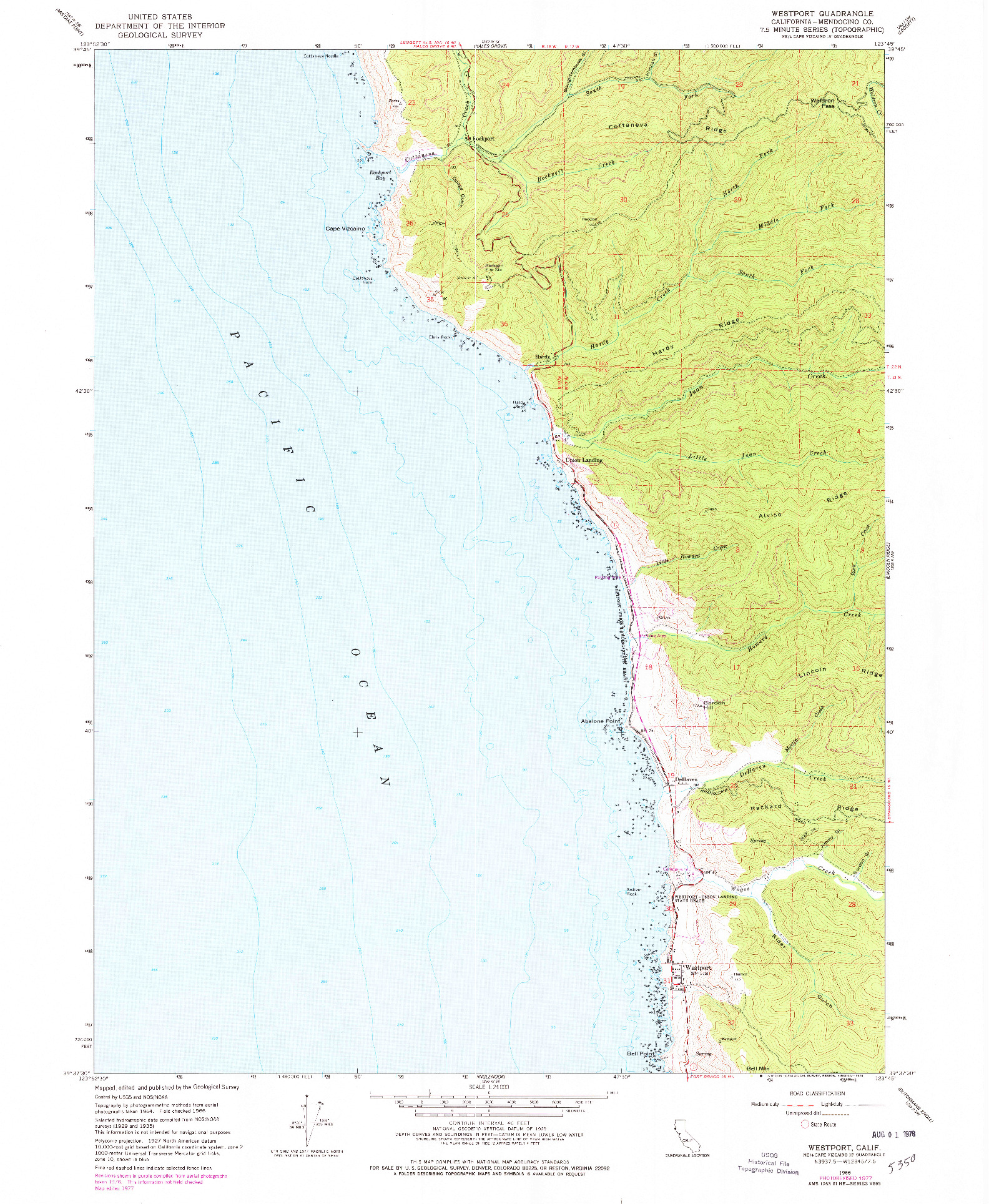 USGS 1:24000-SCALE QUADRANGLE FOR WESTPORT, CA 1966