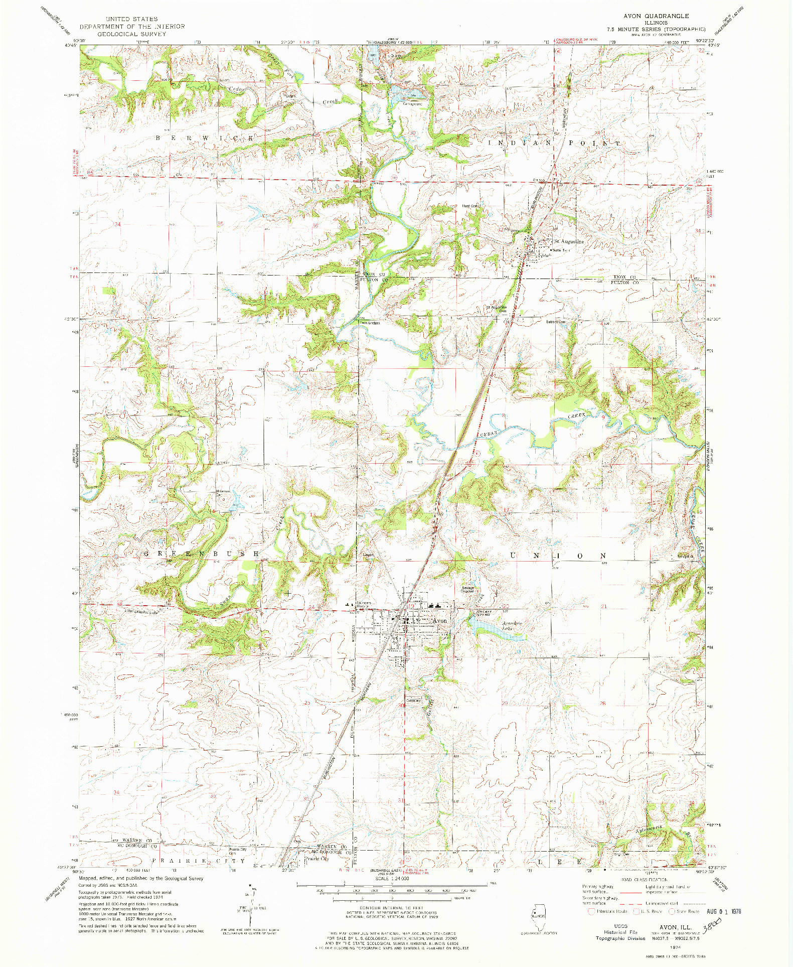 USGS 1:24000-SCALE QUADRANGLE FOR AVON, IL 1974